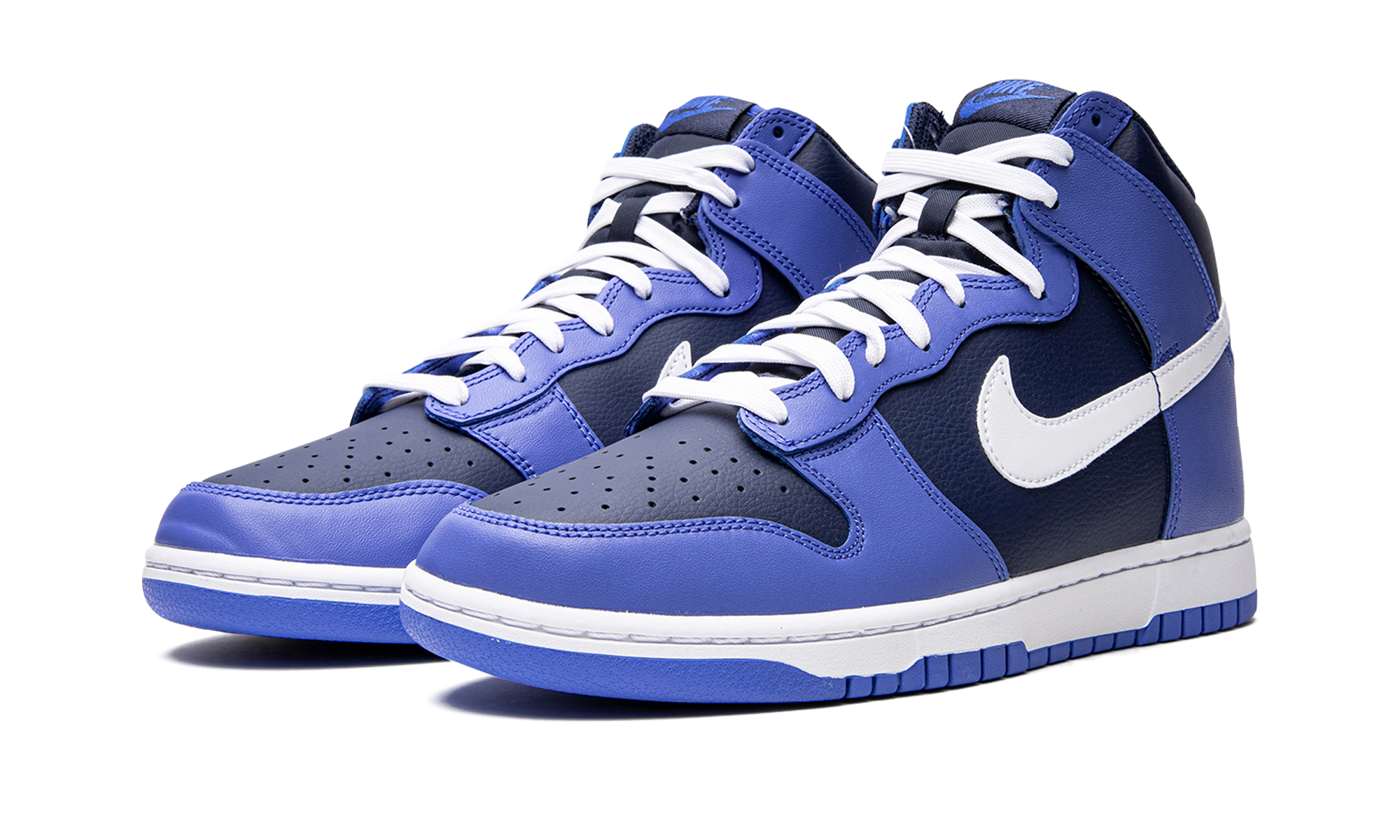 nike dunk high medium blue midnight navy+DJ6189-400+diagnol left view