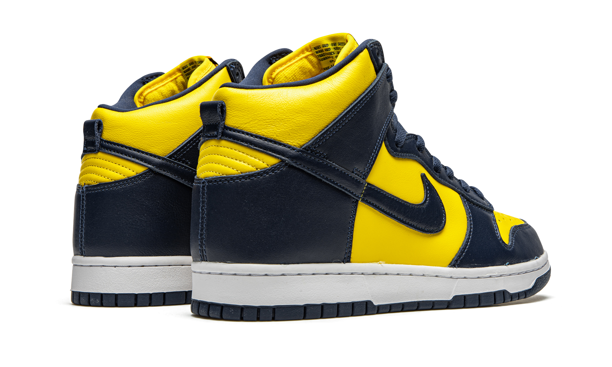 nike dunk high michigan 2020+CZ8149-700+diagnol right behind view