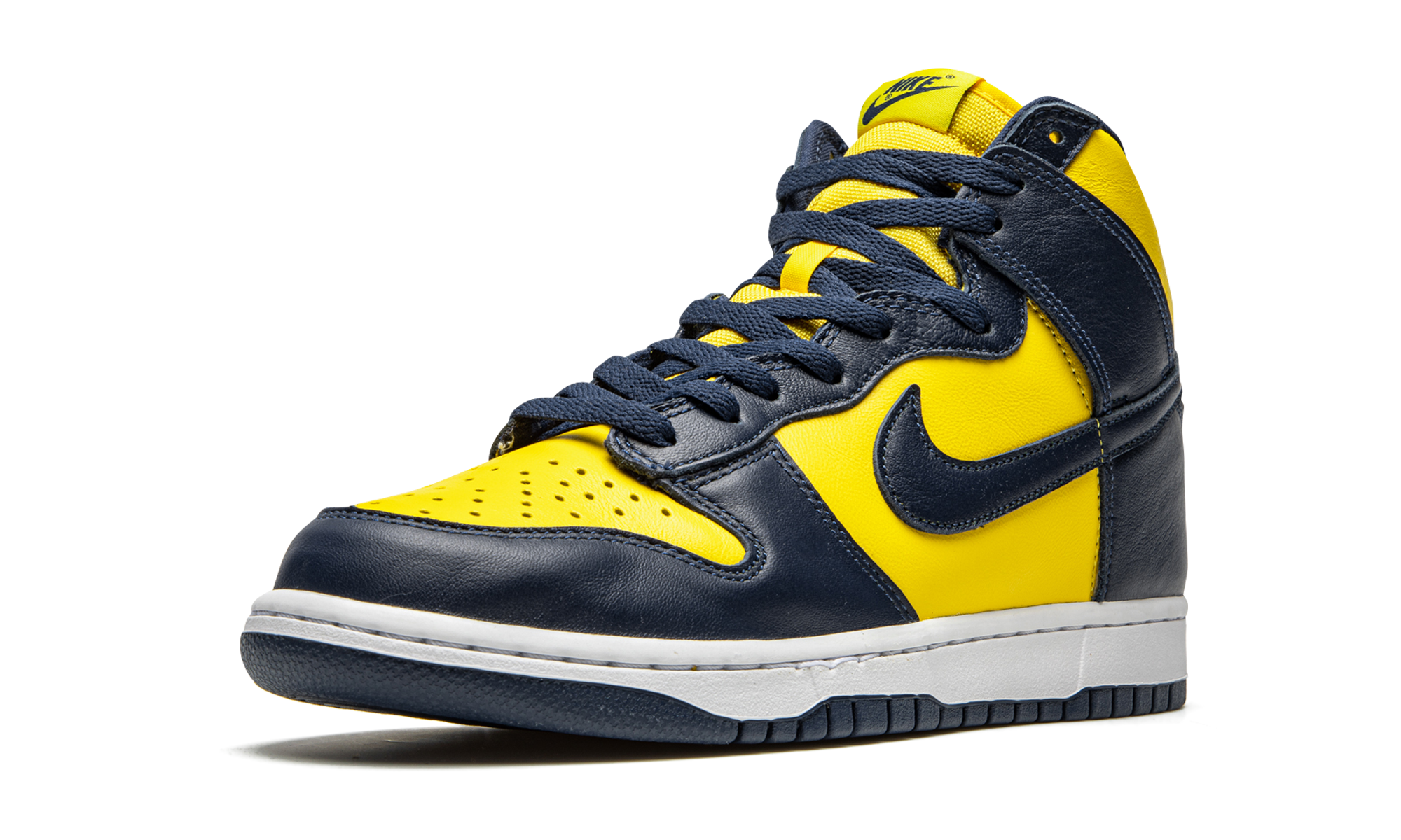 nike dunk high michigan 2020+CZ8149-700+left diagnol single view