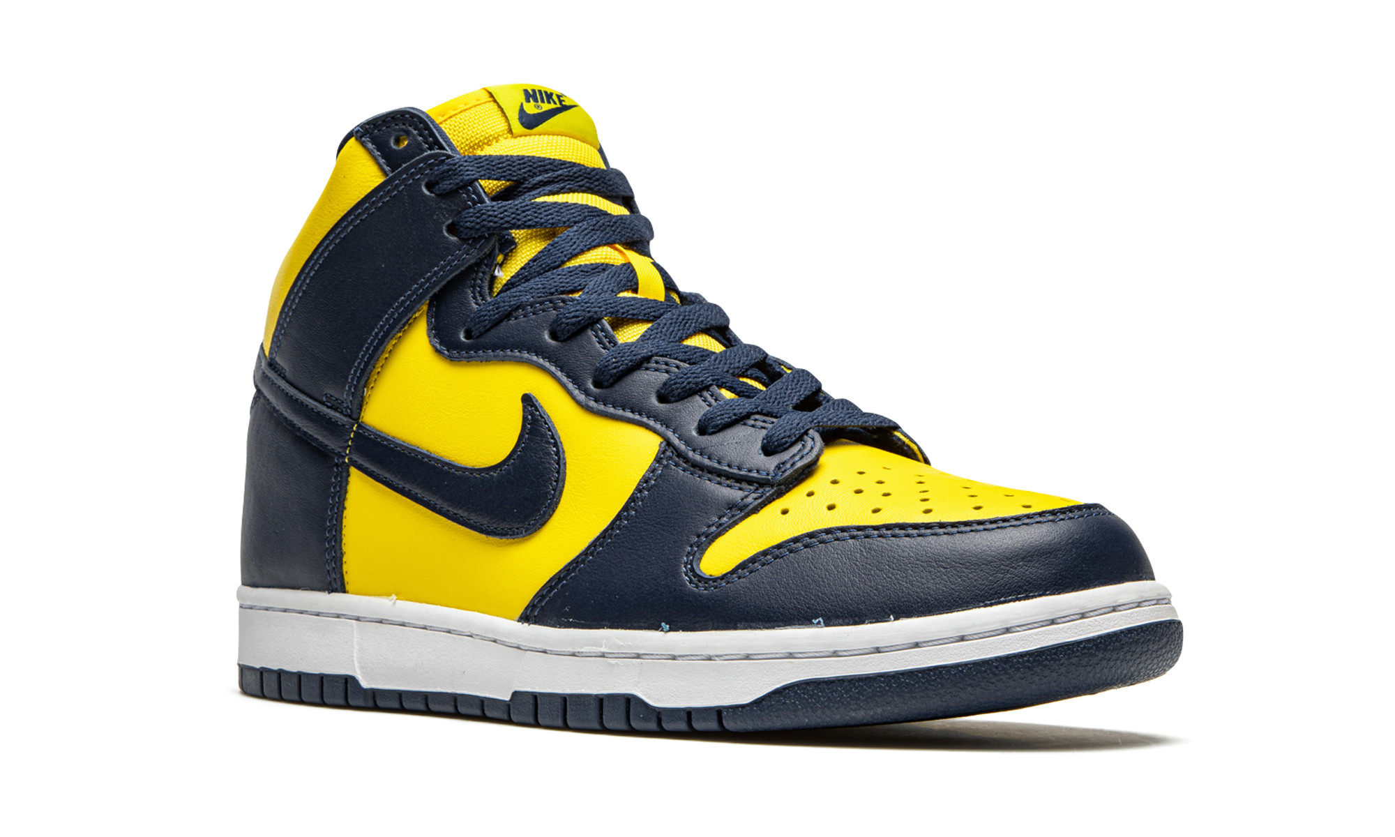 nike dunk high michigan 2020+CZ8149-700+diagnol right view