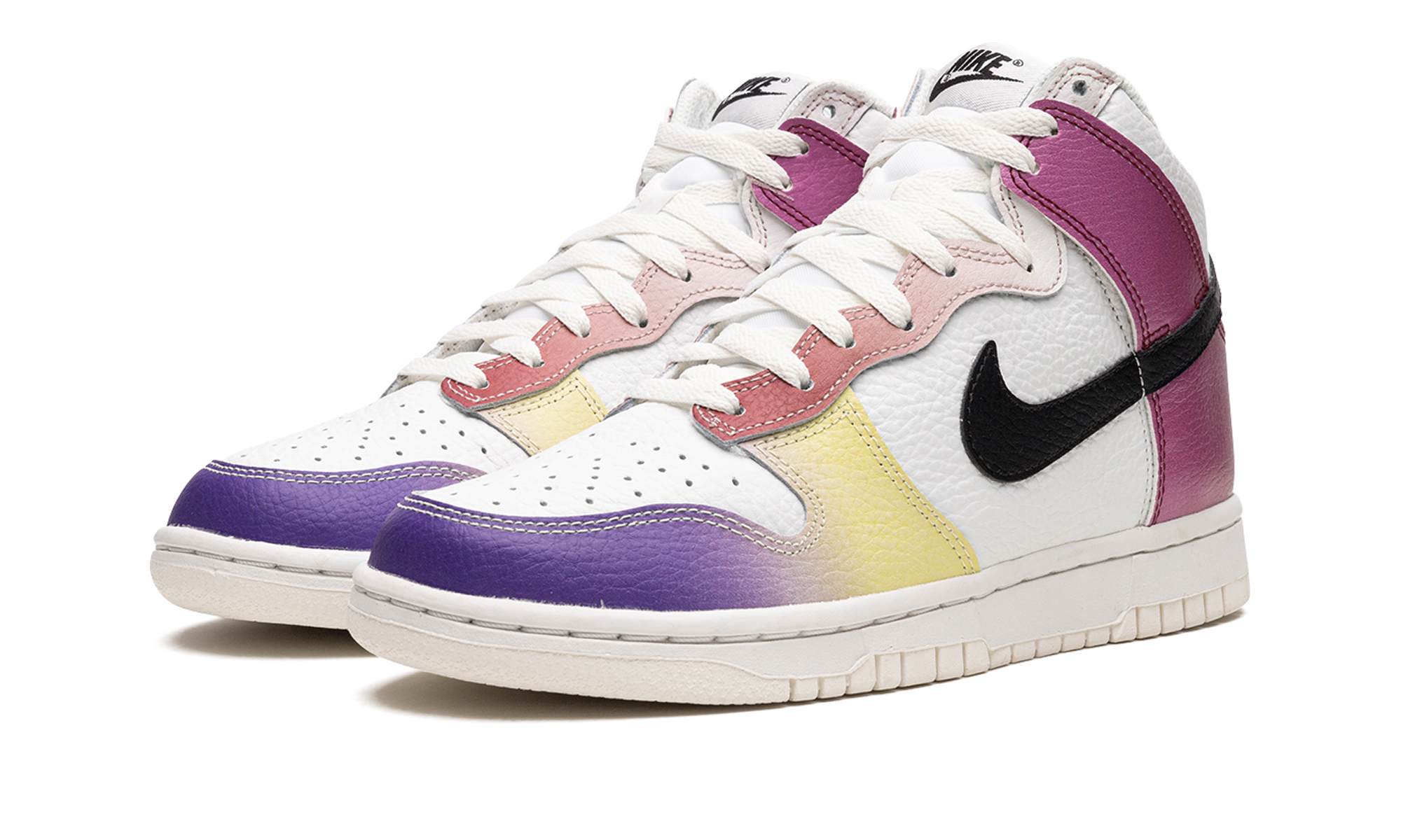nike dunk high multi color gradient women s+FD0802-100+diagnol left view