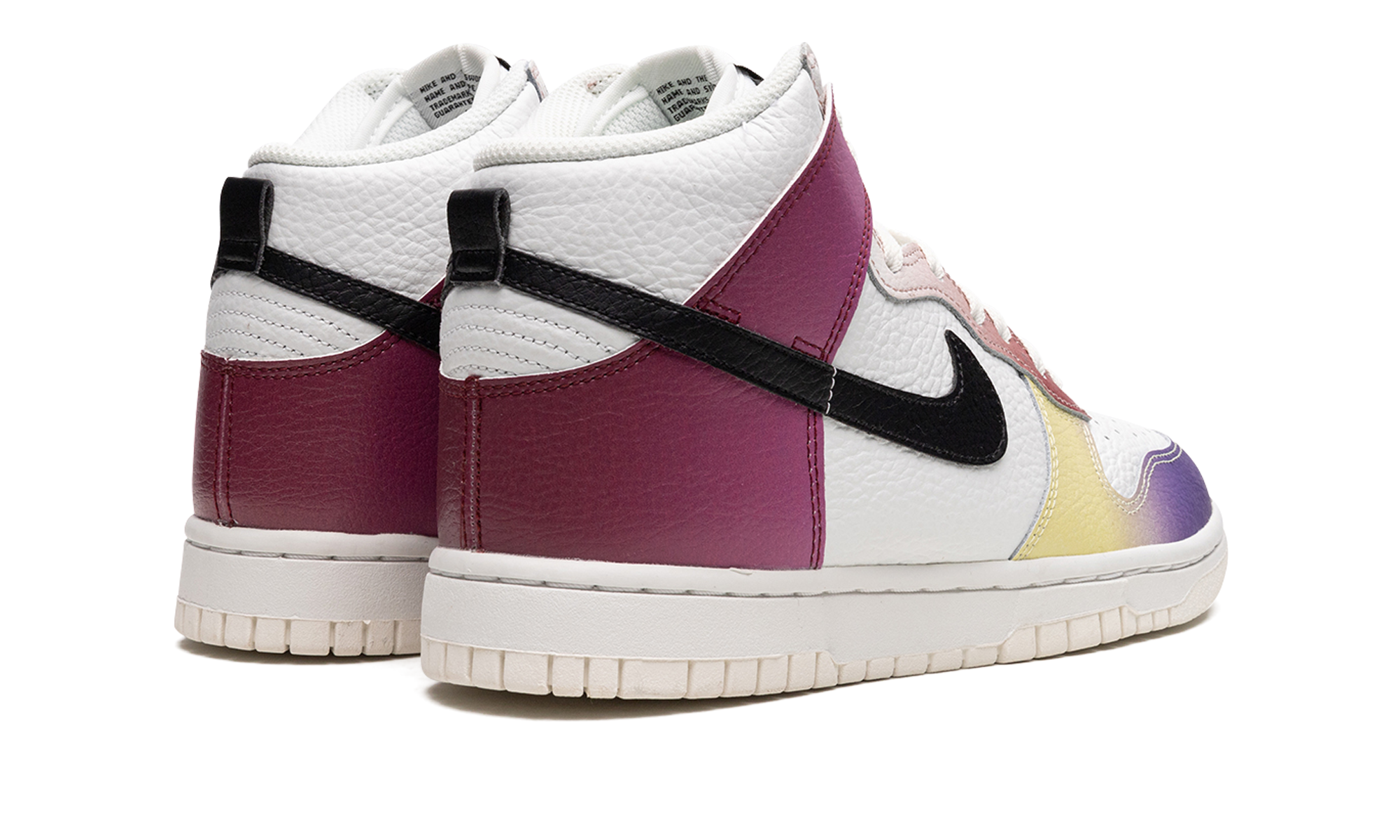 nike dunk high multi color gradient women s+FD0802-100+diagnol right behind view