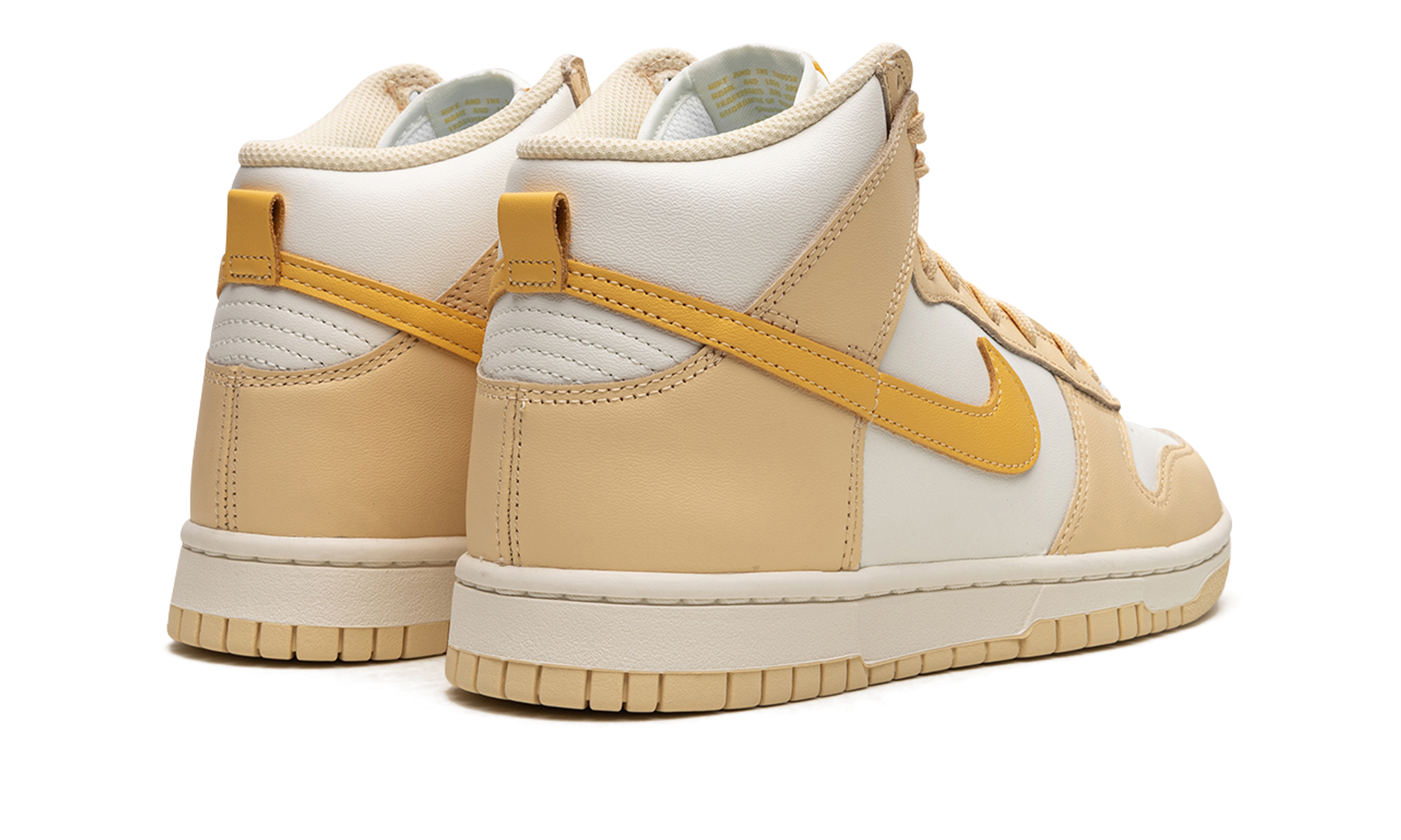 nike dunk high pale vanilla topaz gold women s+DD1869-201+diagnol right behind view