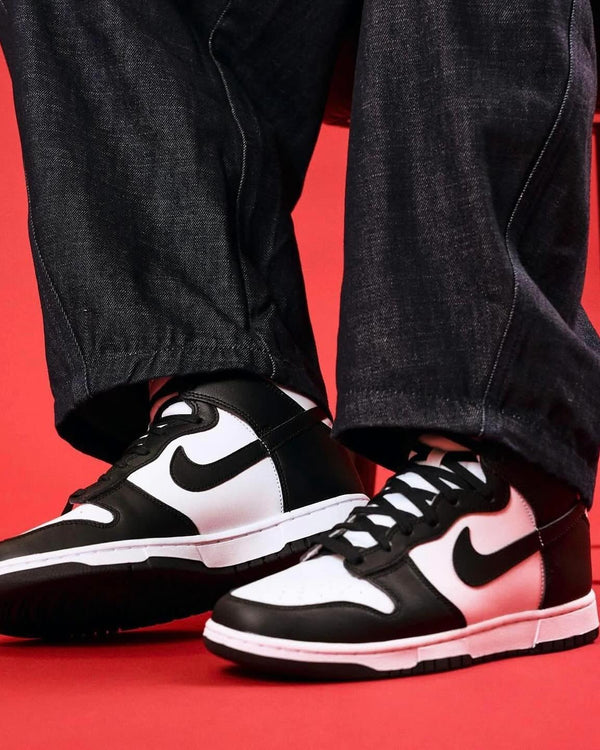 Nike Dunk High Panda (2021) (Women's), Lifestyle View 1, SKU DD1869-103