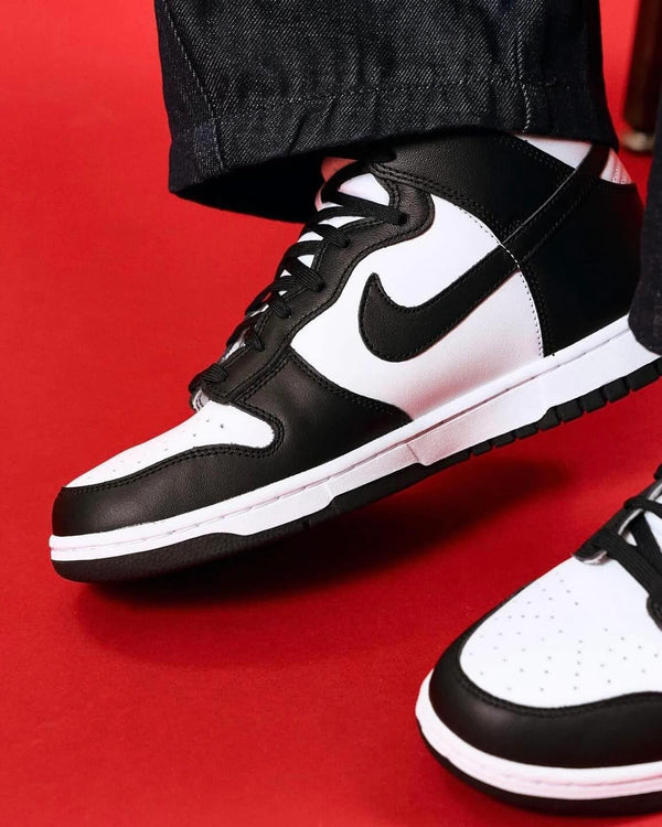 Nike Dunk High Panda (2021) (Women's), Lifestyle View 2, SKU DD1869-103
