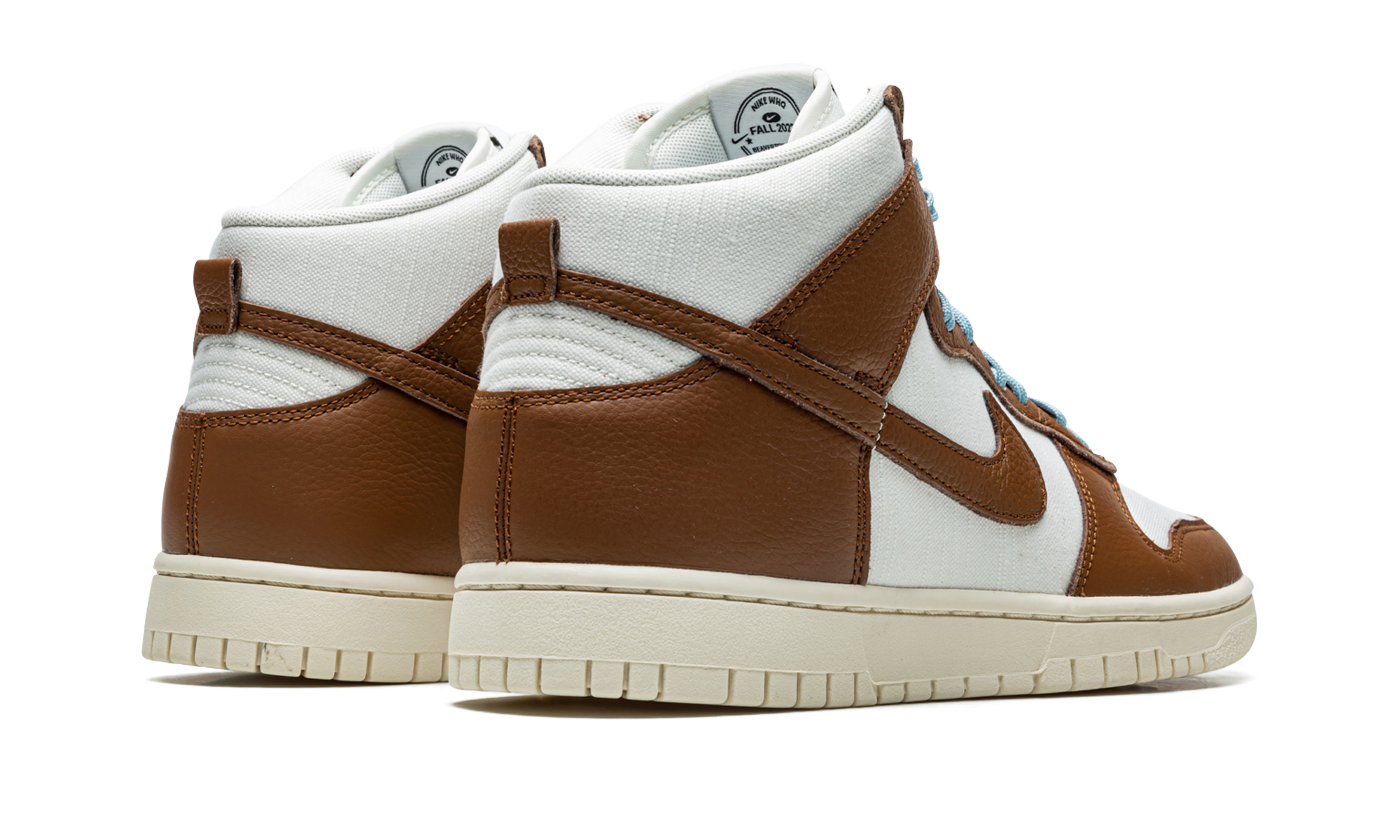 nike dunk high prm vintage pecan sail+DQ8800-200+diagnol right behind view
