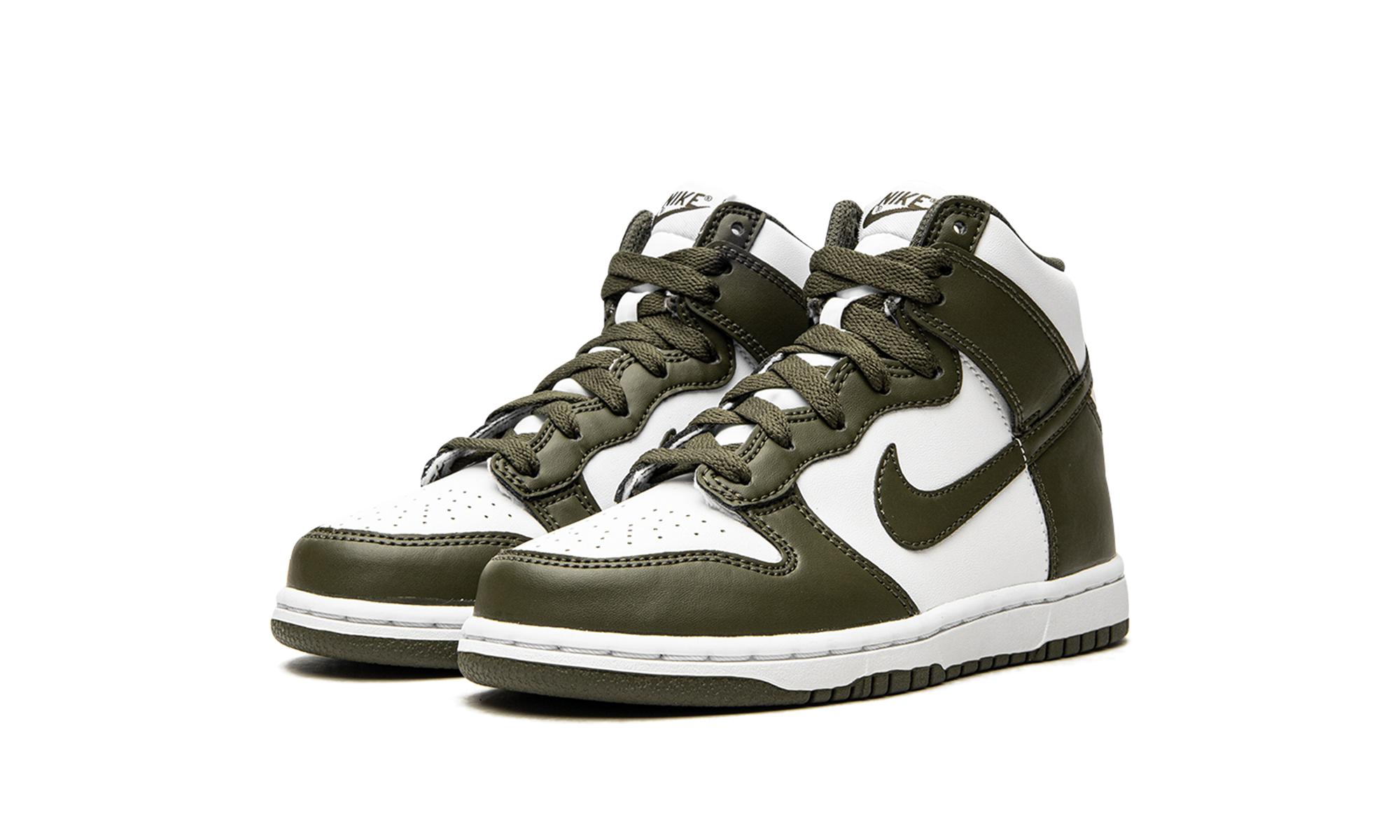 nike dunk high retro cargo khaki ps+DD2314-105+diagnol left view