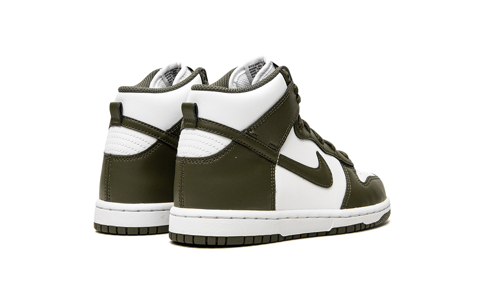 nike dunk high retro cargo khaki ps+DD2314-105+diagnol right behind view