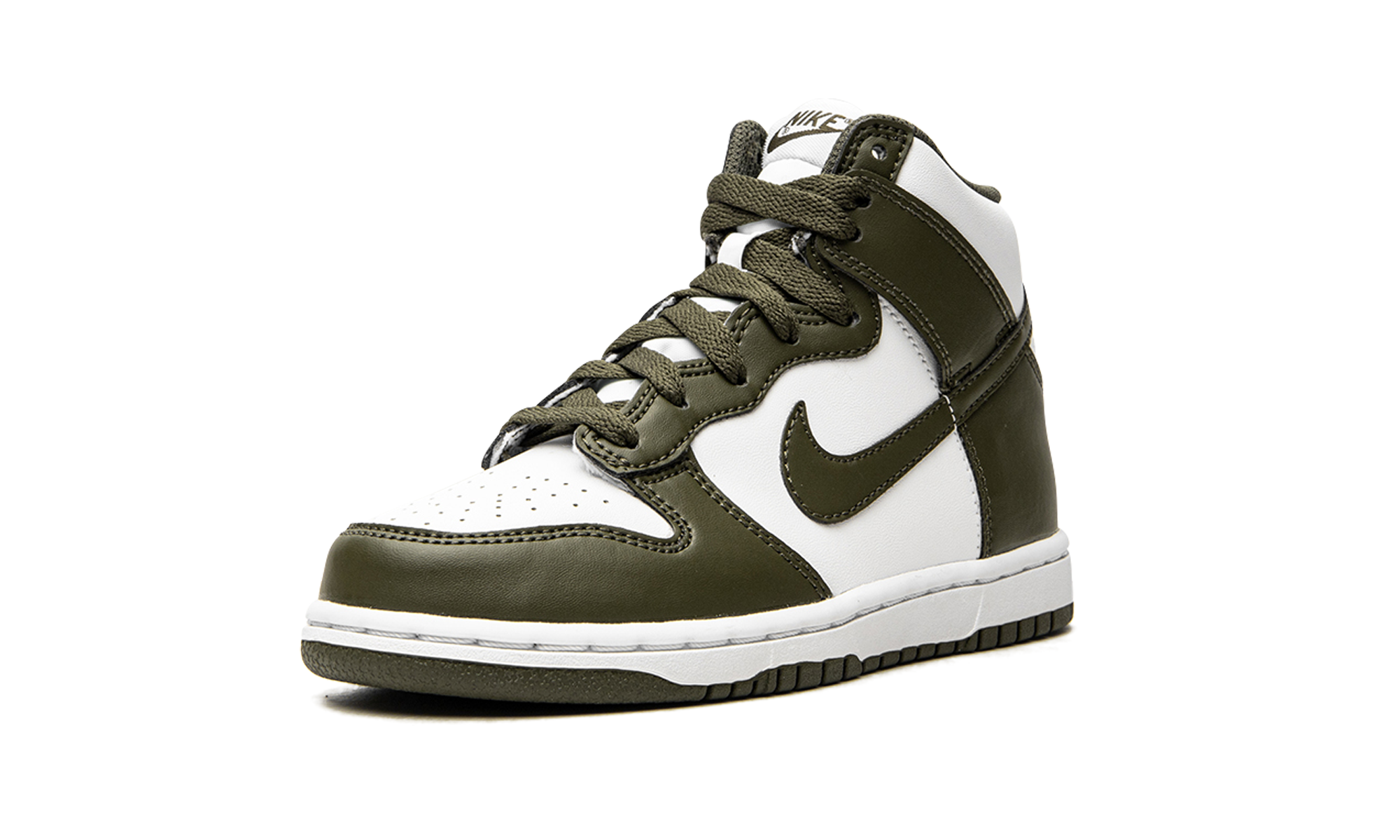 nike dunk high retro cargo khaki ps+DD2314-105+left diagnol single view