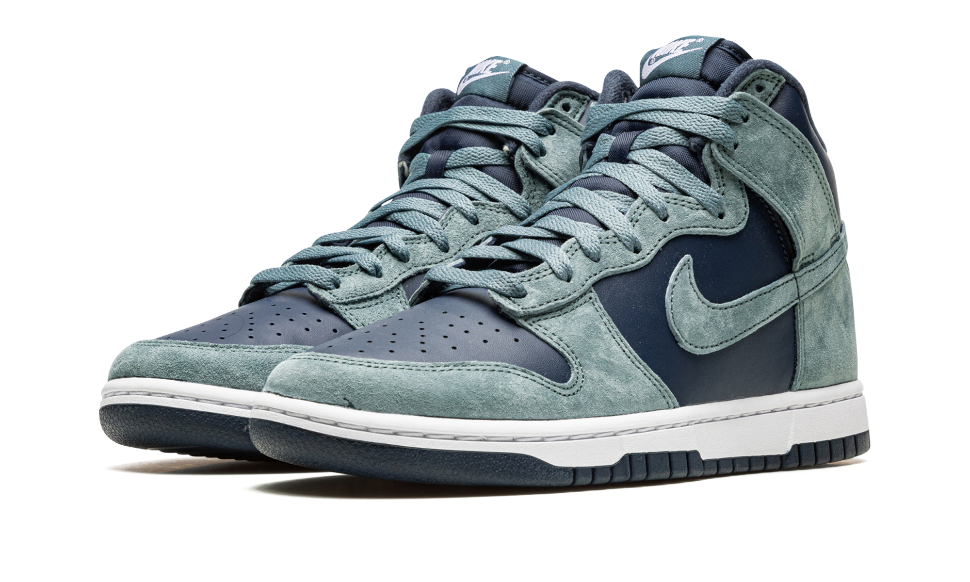 nike dunk high retro premium armory navy+DQ7679-400+diagnol left view