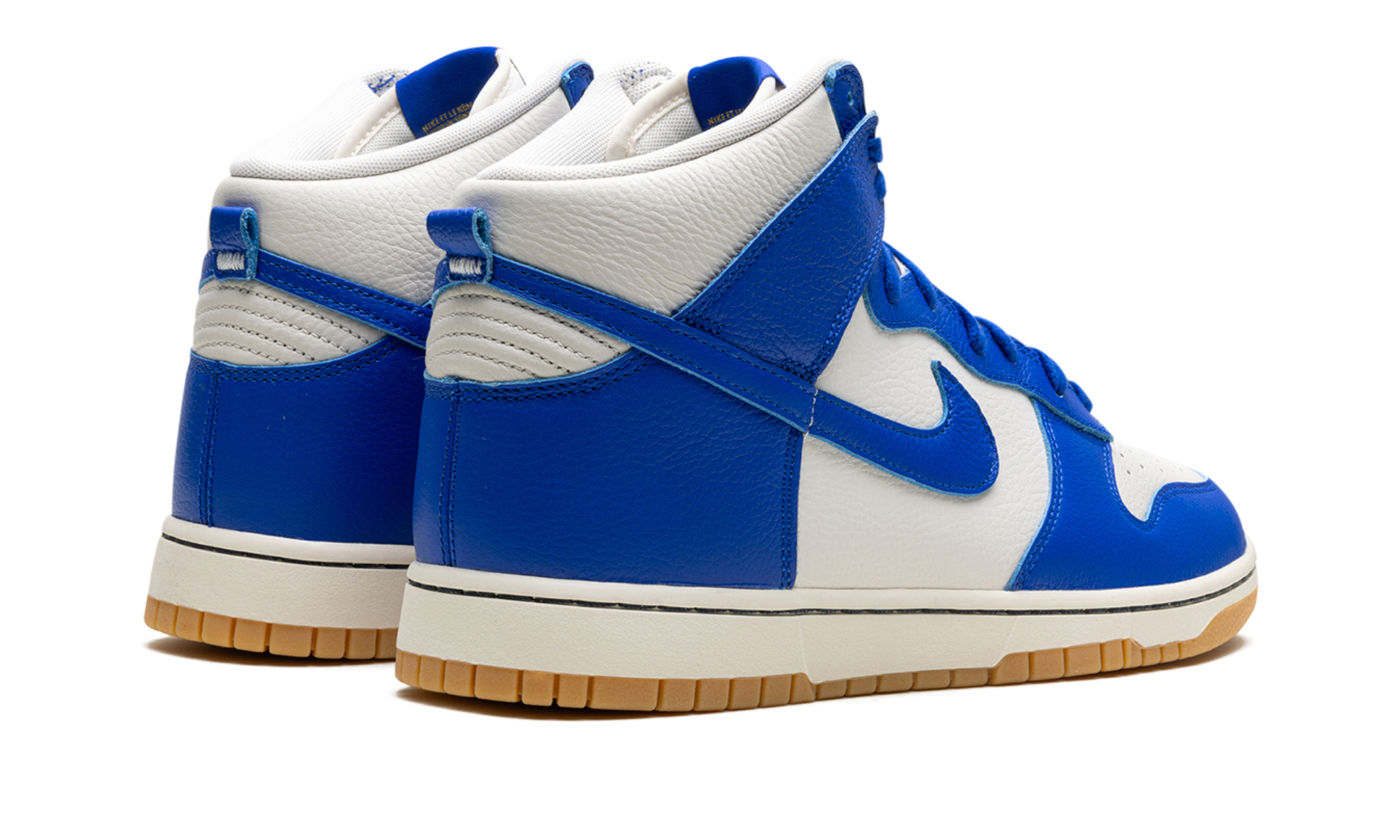nike dunk high retro se phantom racer blue gum+FV6612-001+diagnol right behind view