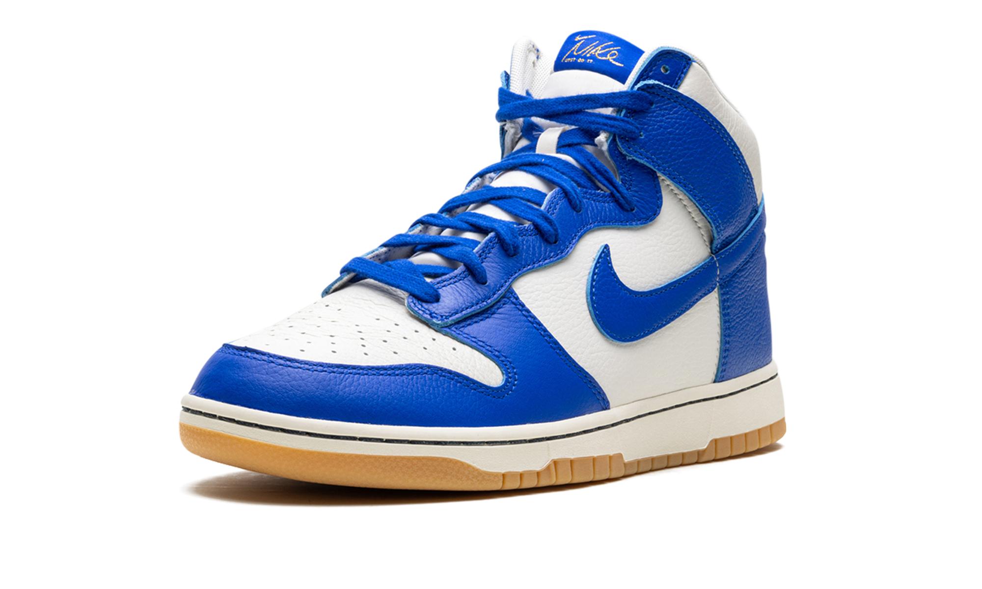 nike dunk high retro se phantom racer blue gum+FV6612-001+left diagnol single view