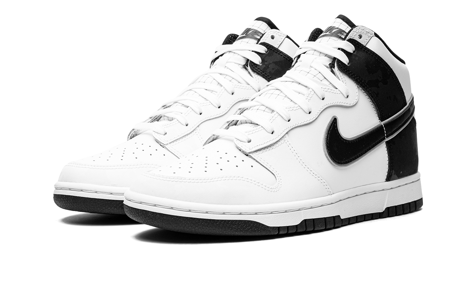 nike dunk high retro se white black camo+DD3359-100+diagnol left view