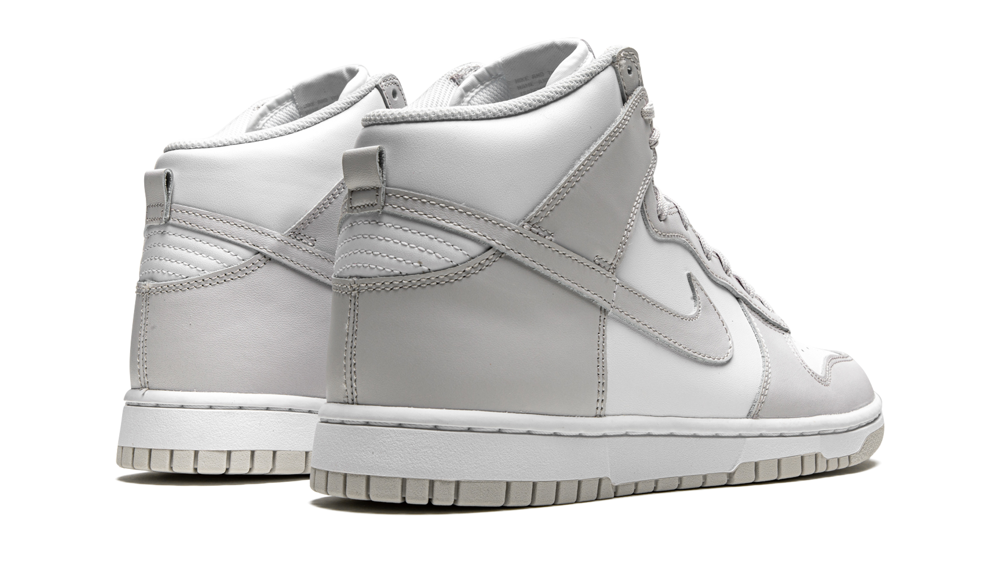 nike dunk high retro white vast grey+DD1399-100+diagnol right behind view