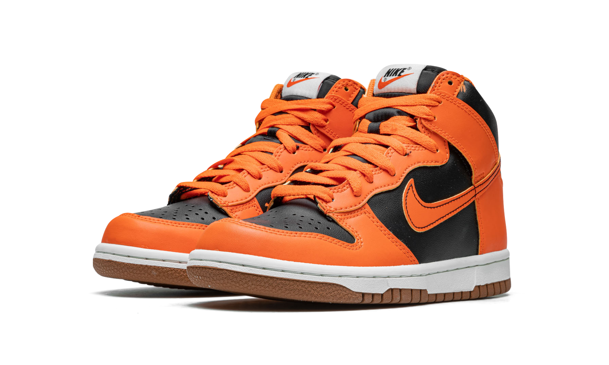 nike dunk high safety orange gs+DB2179-004+diagnol left view