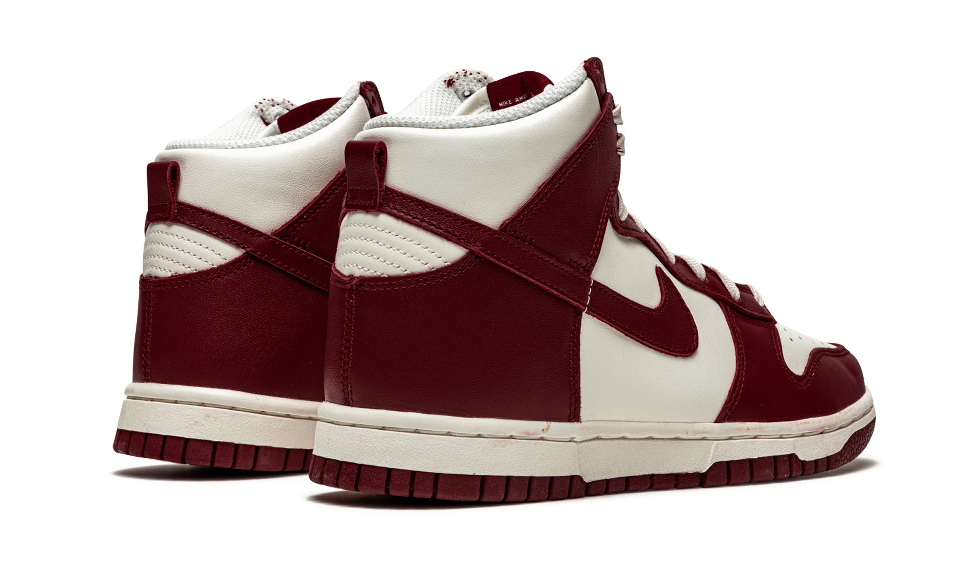 nike dunk high sail team red women s+DD1869-101+diagnol right behind view