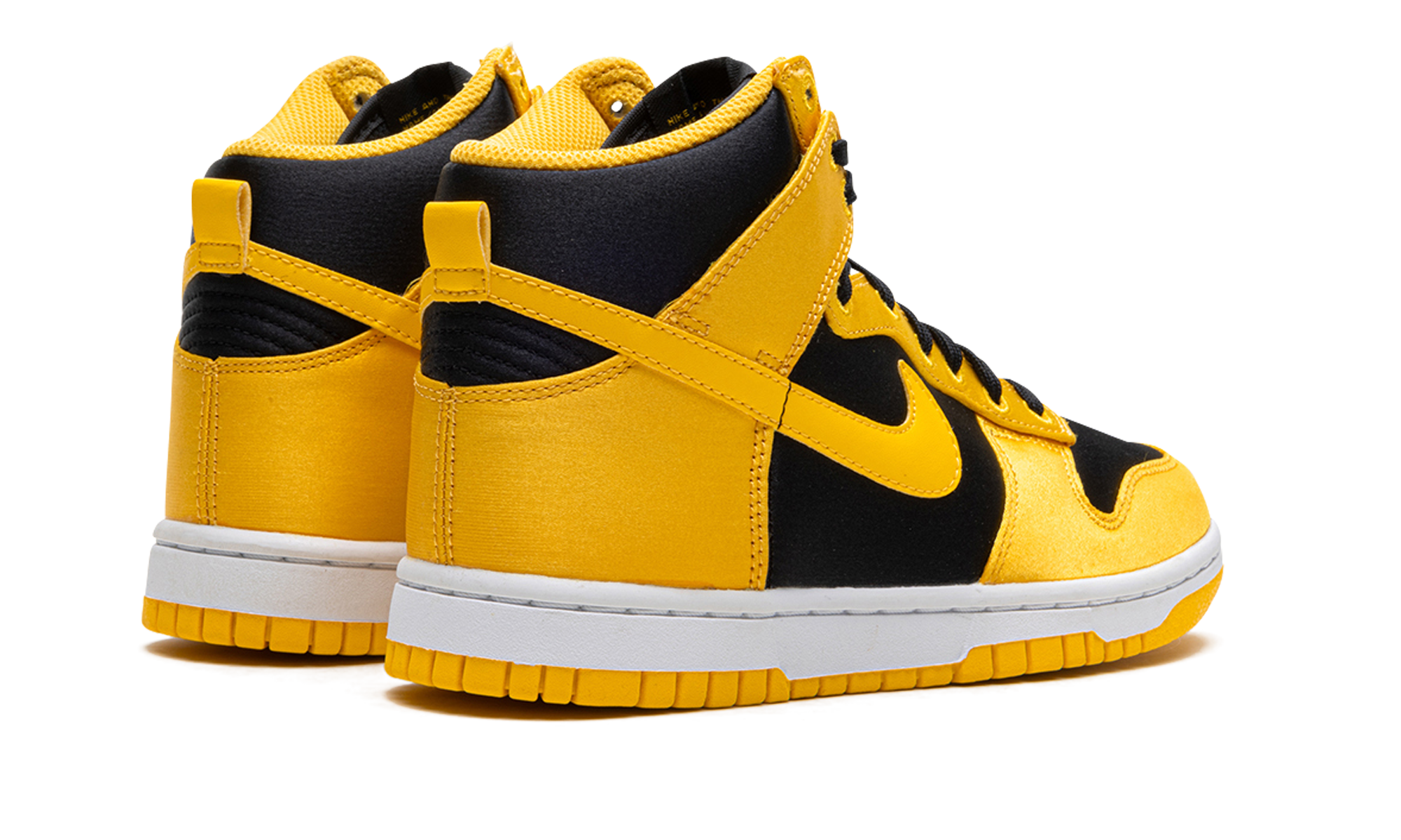 nike dunk high satin goldenrod women s+FN4216-001+diagnol right behind view