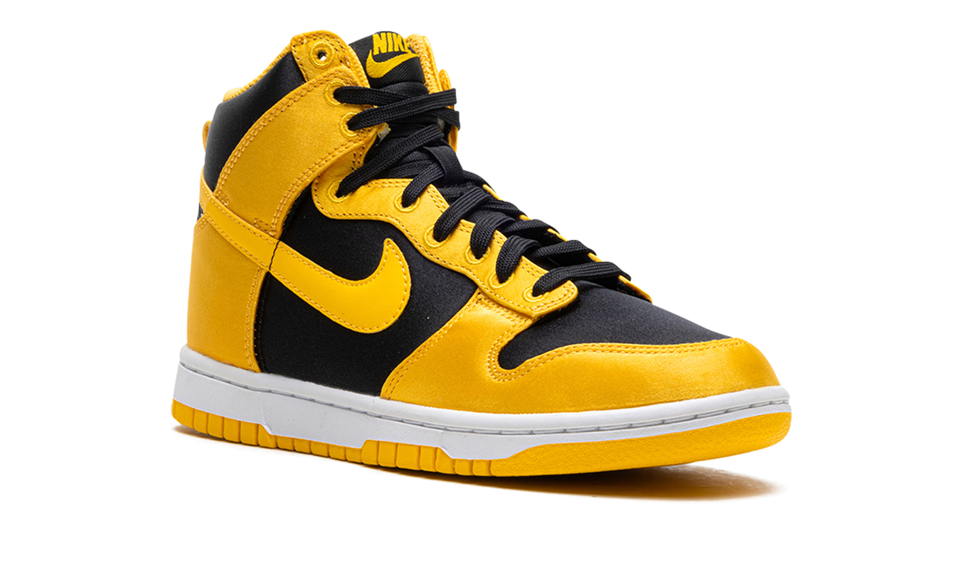 nike dunk high satin goldenrod women s+FN4216-001+diagnol right view