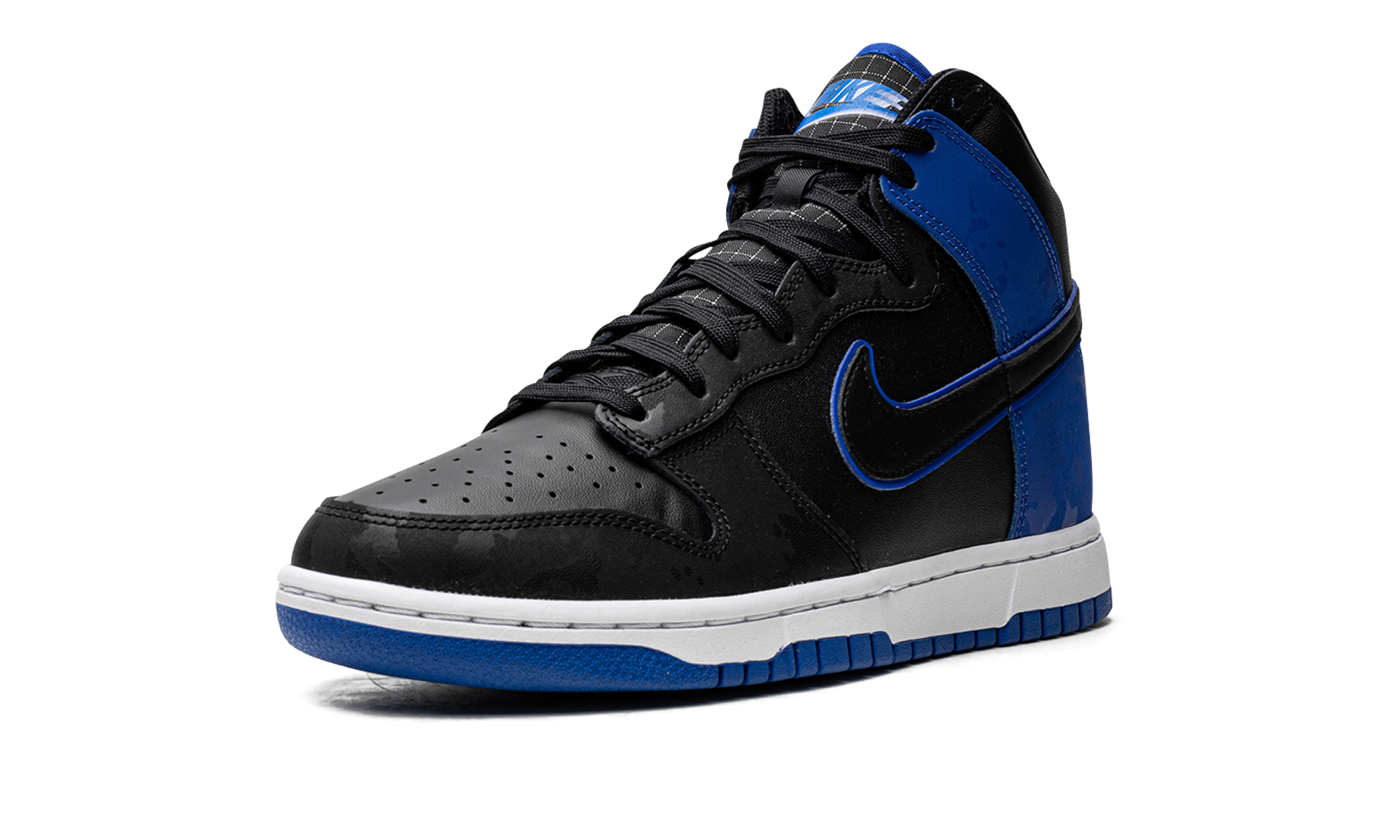 nike dunk high se camo black royal+DD3359-001+left diagnol single view