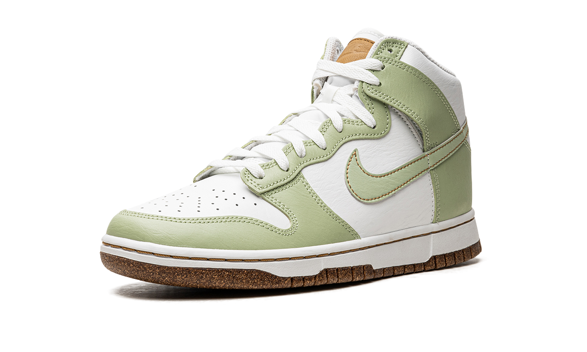 nike dunk high se inspected by swoosh honeydew+DQ7680-300+left diagnol single view
