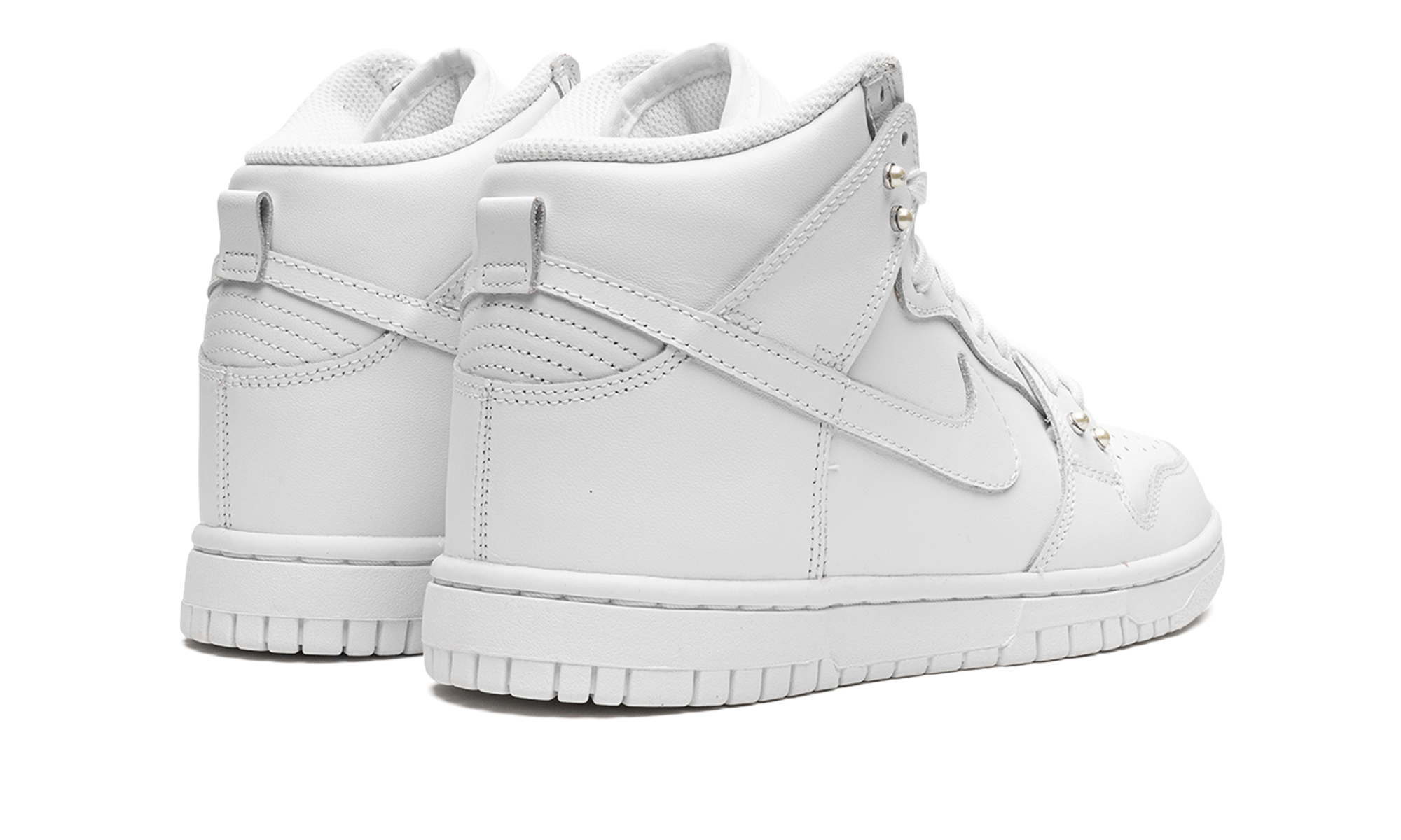nike dunk high se pearl white women s+DM7607-100+diagnol right behind view