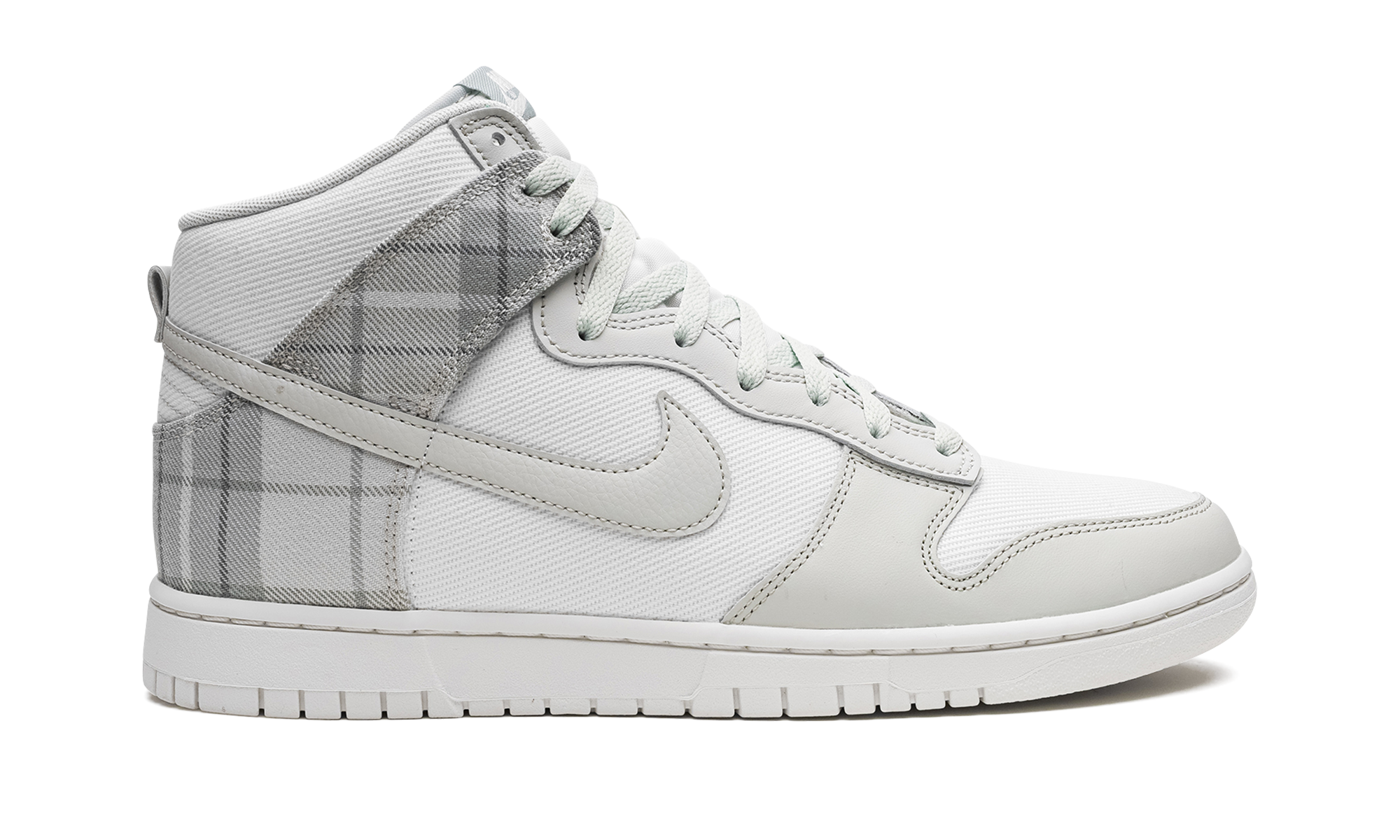 nike dunk high se tartan plaid white light green+DV0826-100+right view
