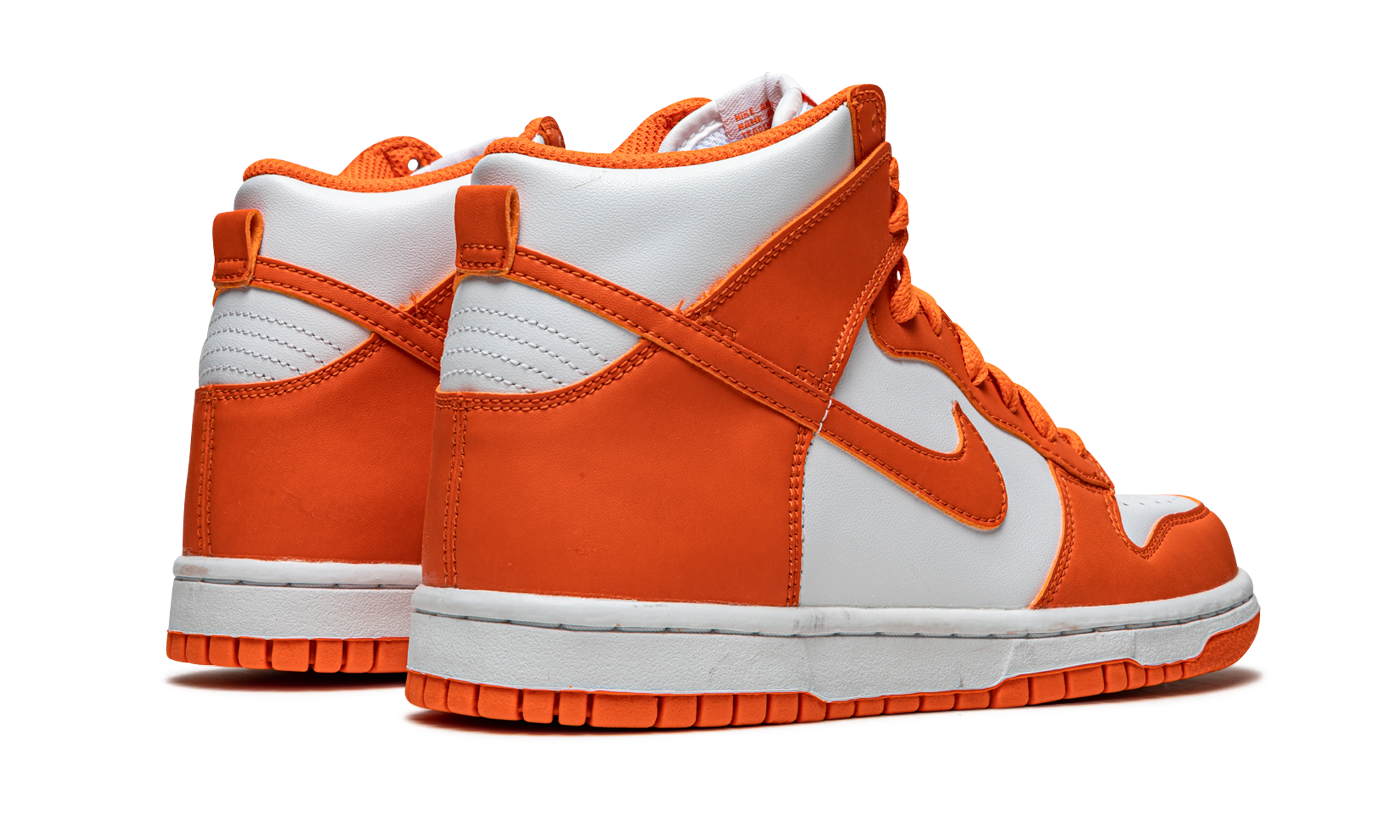 nike dunk high sp syracuse 2021 gs+DB2179-100+diagnol right behind view