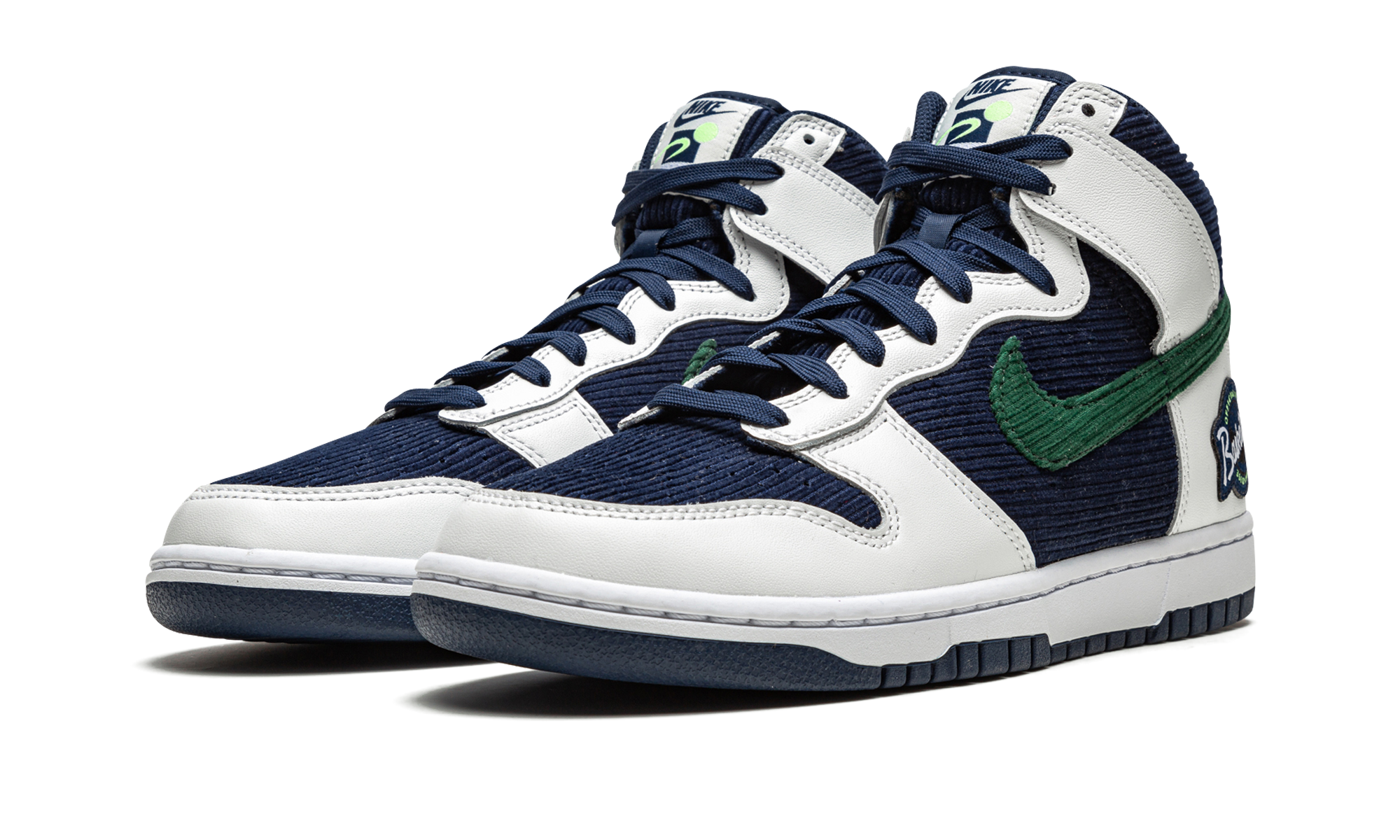 nike dunk high sports specialties white navy+DH0953-400+diagnol left view