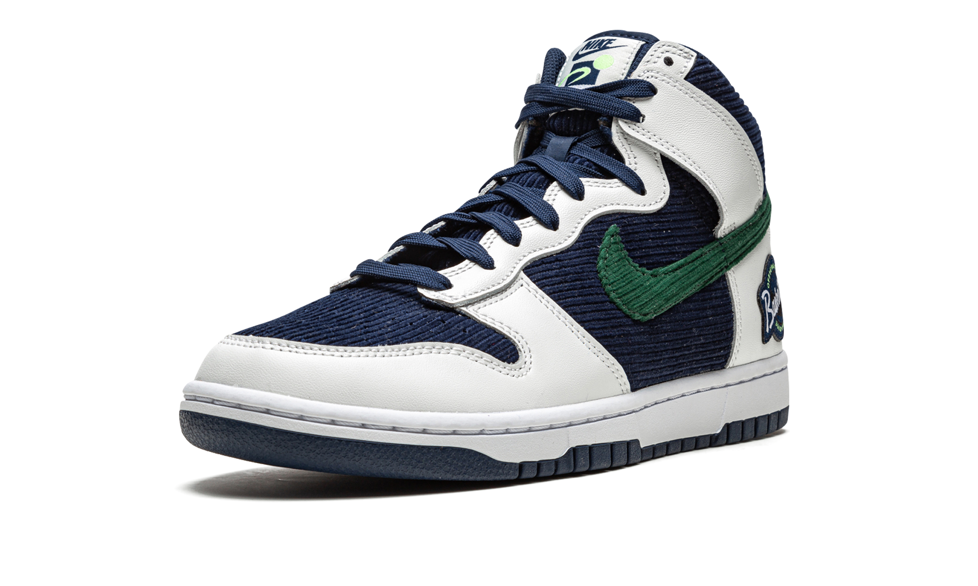 nike dunk high sports specialties white navy+DH0953-400+left diagnol single view