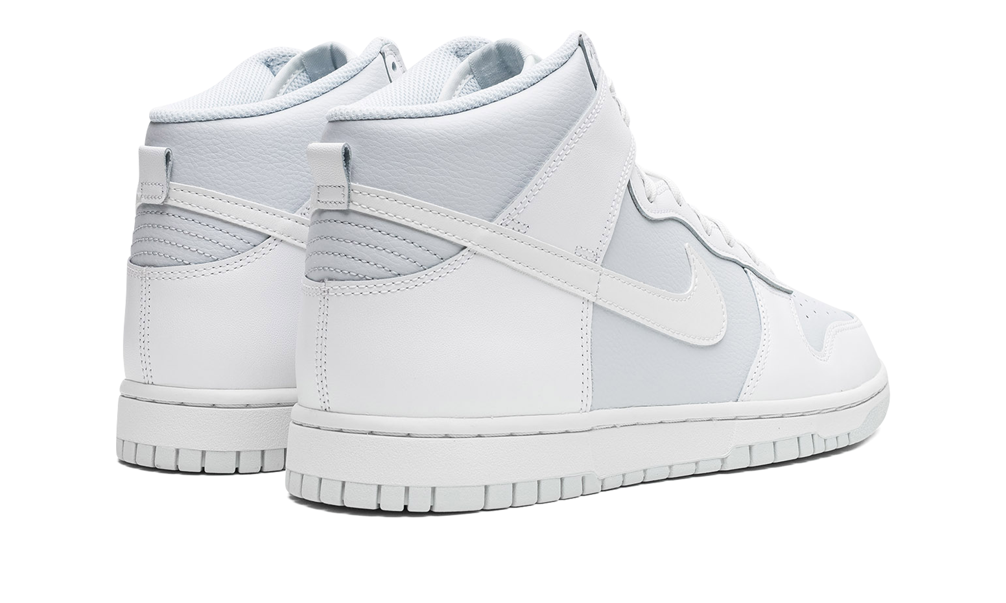 nike dunk high summit white pure platinum+DJ6189-100+diagnol right behind view