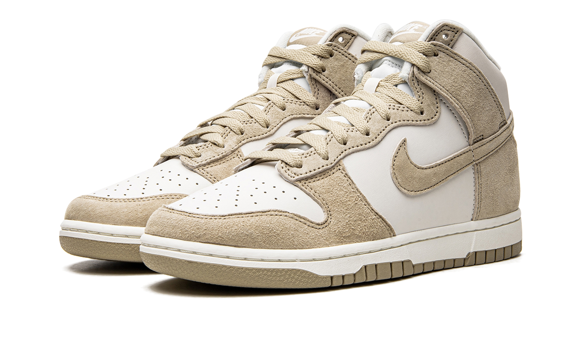 nike dunk high tan suede white+DQ7679-001+diagnol left view