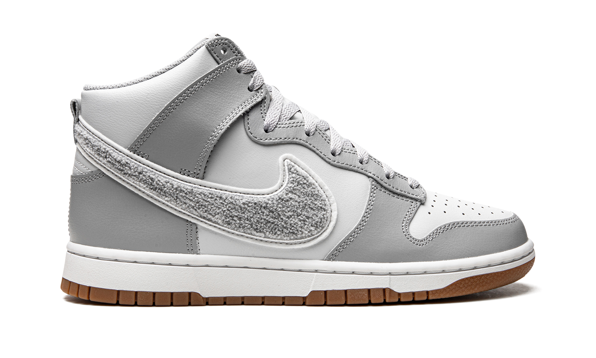 nike dunk high university chenille swoosh light smoke grey+DR8805-003+right view