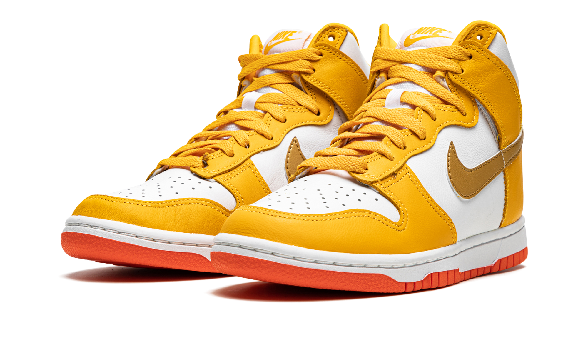nike dunk high university gold women s+DQ4691-700+diagnol left view