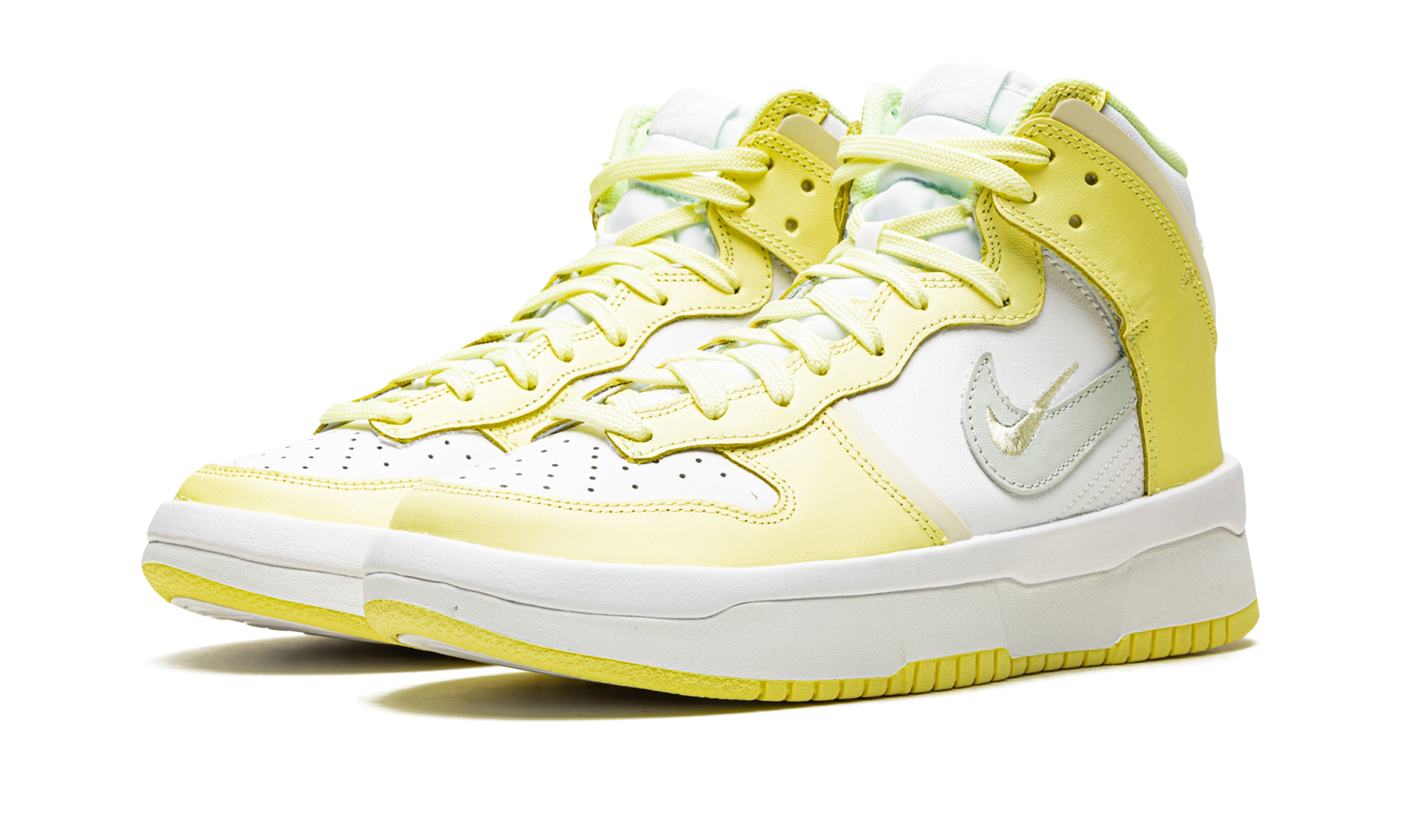 nike dunk high up light lemon yellow women s+DH3718-105+diagnol left view