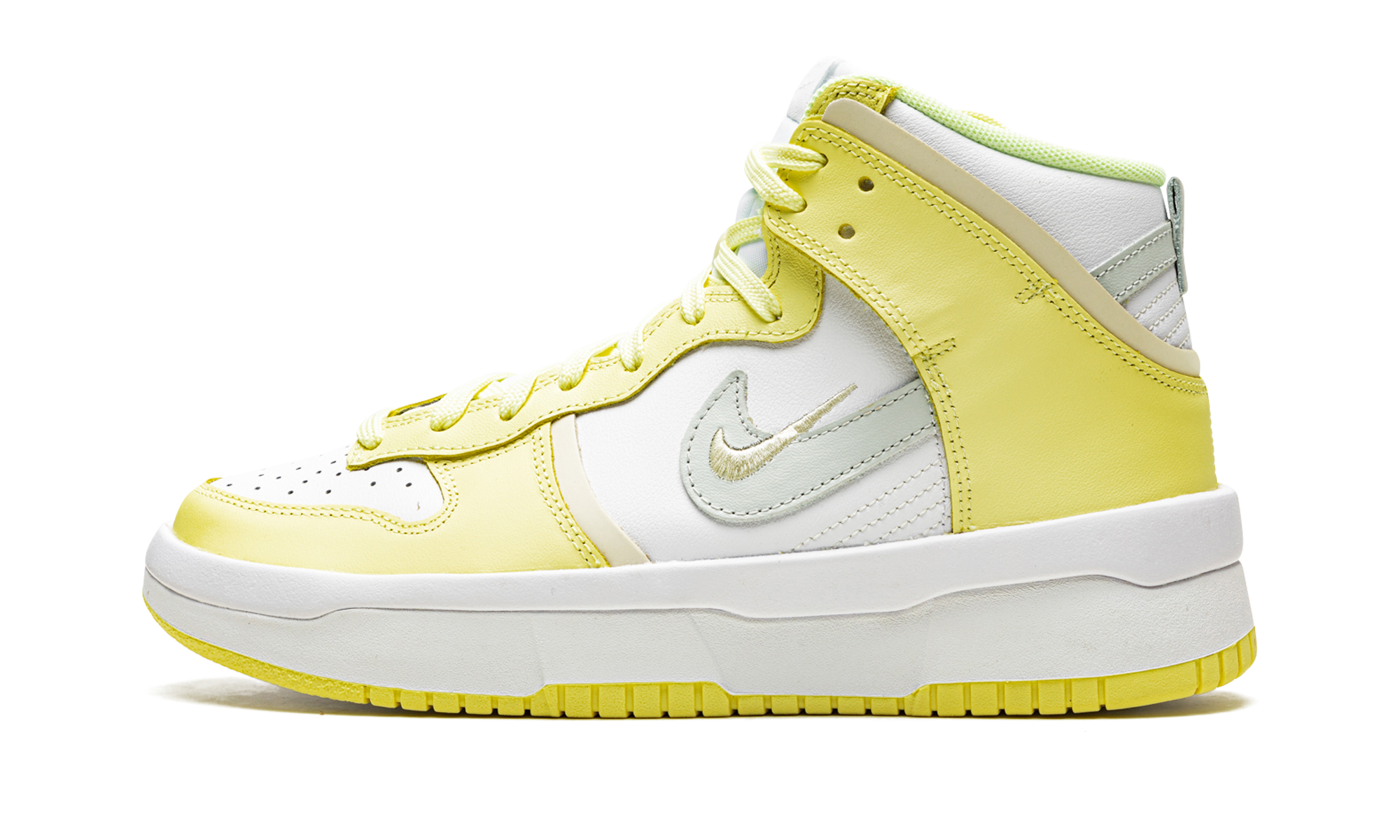 nike dunk high up light lemon yellow women s+DH3718-105+diagnol right view 1