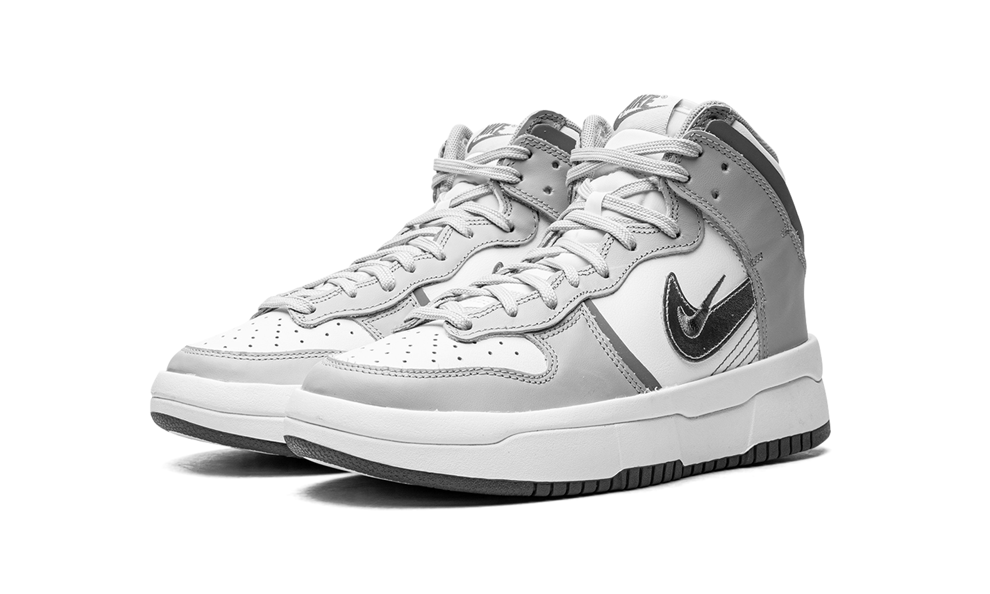 nike dunk high up light smoke grey women s+DH3718-106+diagnol left view