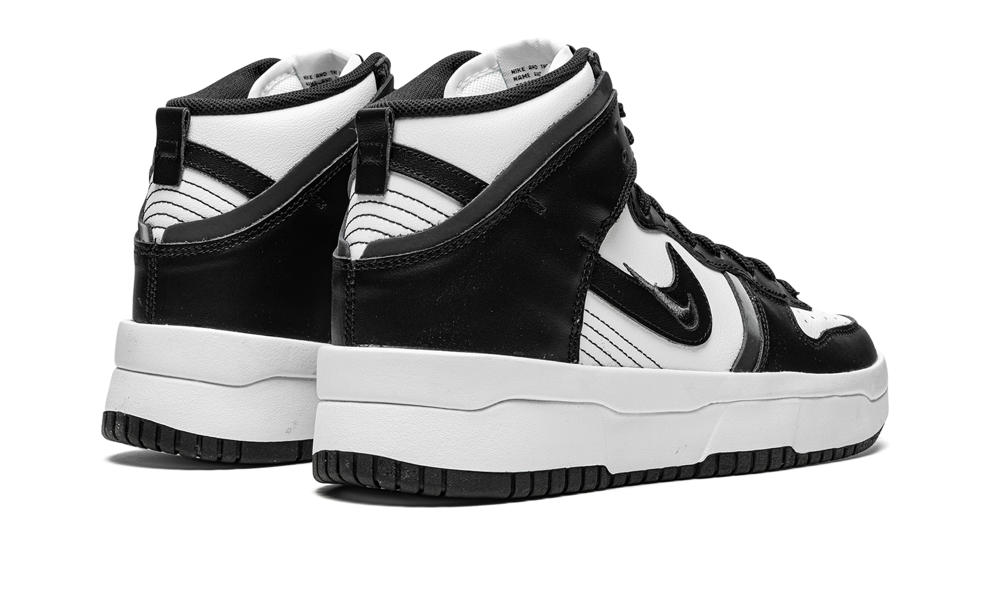 nike dunk high up panda women s+DH3718-104+diagnol right behind view