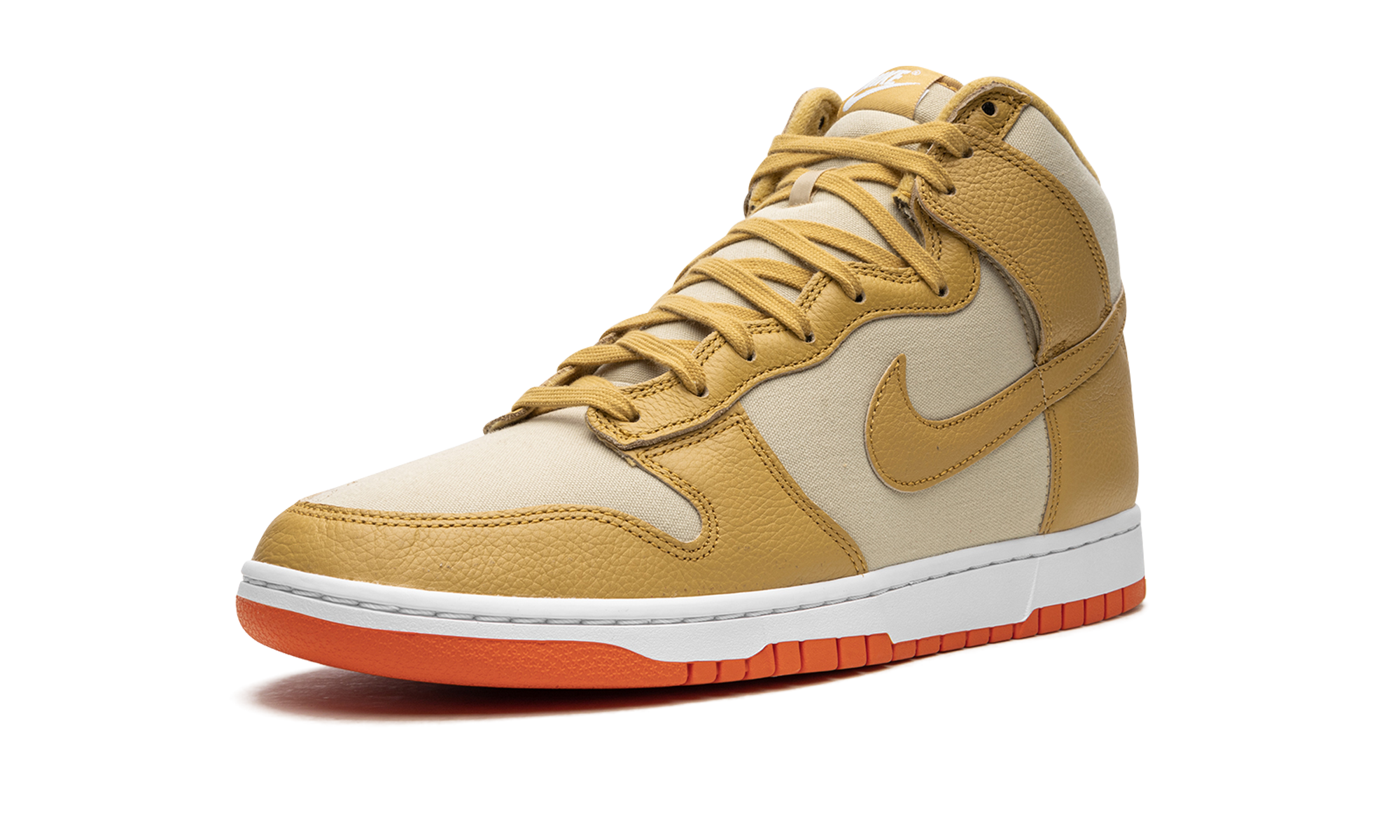 nike dunk high wheat gold safety orange+DV7215-700+left diagnol single view