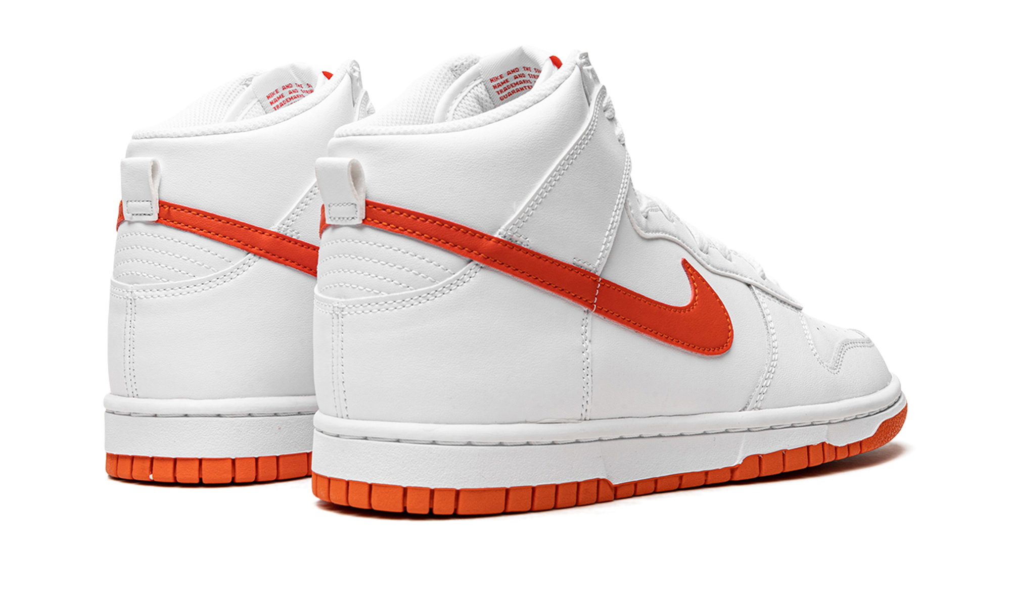 nike dunk high white picante red+DV0828-100+diagnol right behind view