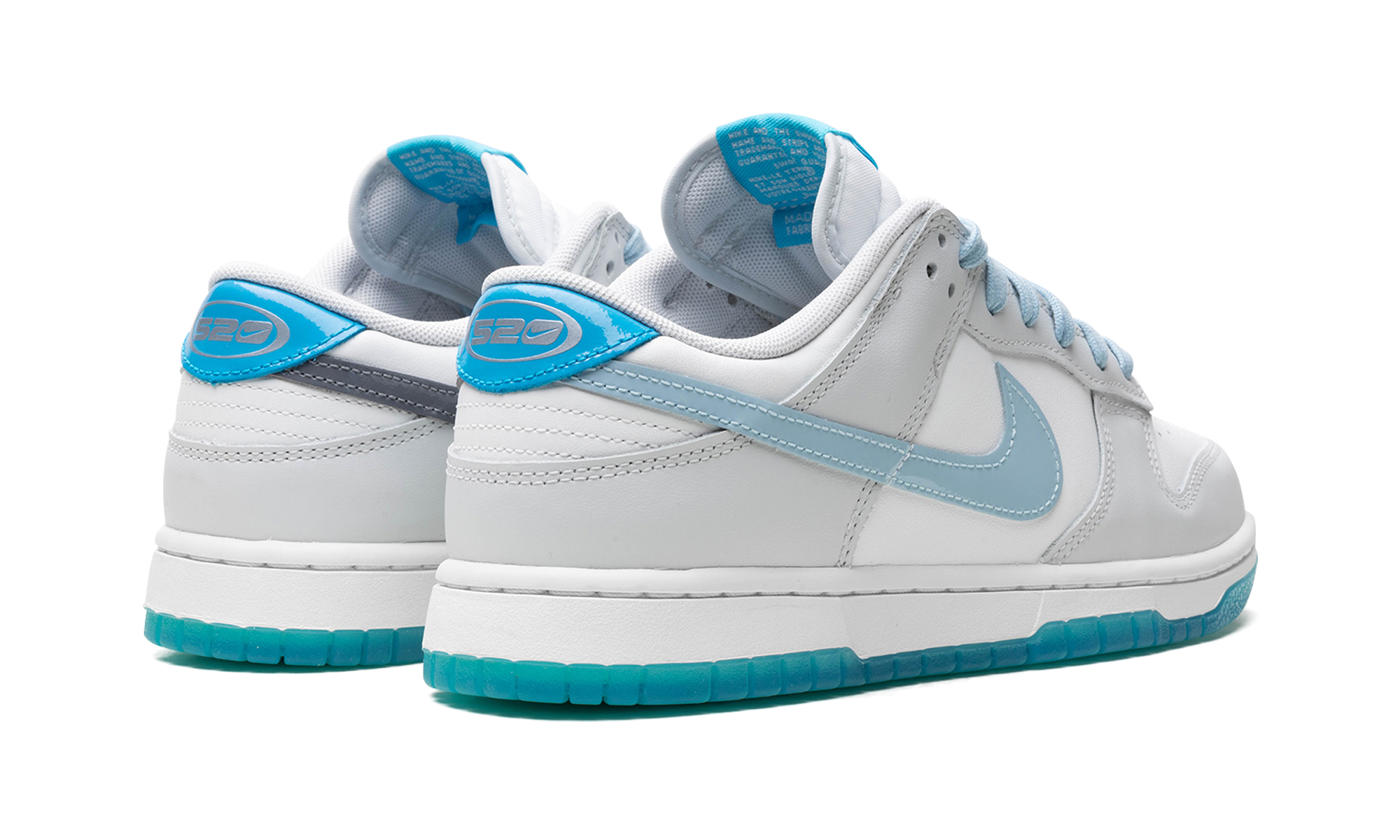 nike dunk low 520 pack ocean bliss+FN3433-141+diagnol right behind view