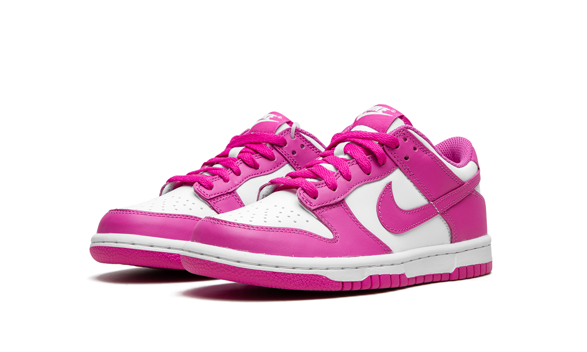 nike dunk low active fuchsia gs+FJ0704-100+diagnol left view