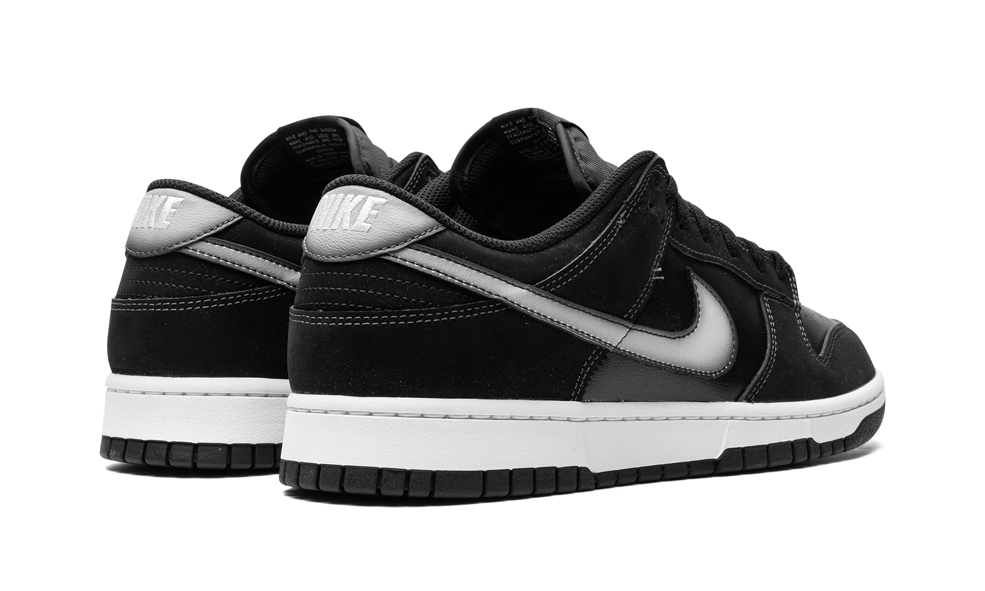 nike dunk low airbrush swoosh black+FD6923-001+diagnol right behind view