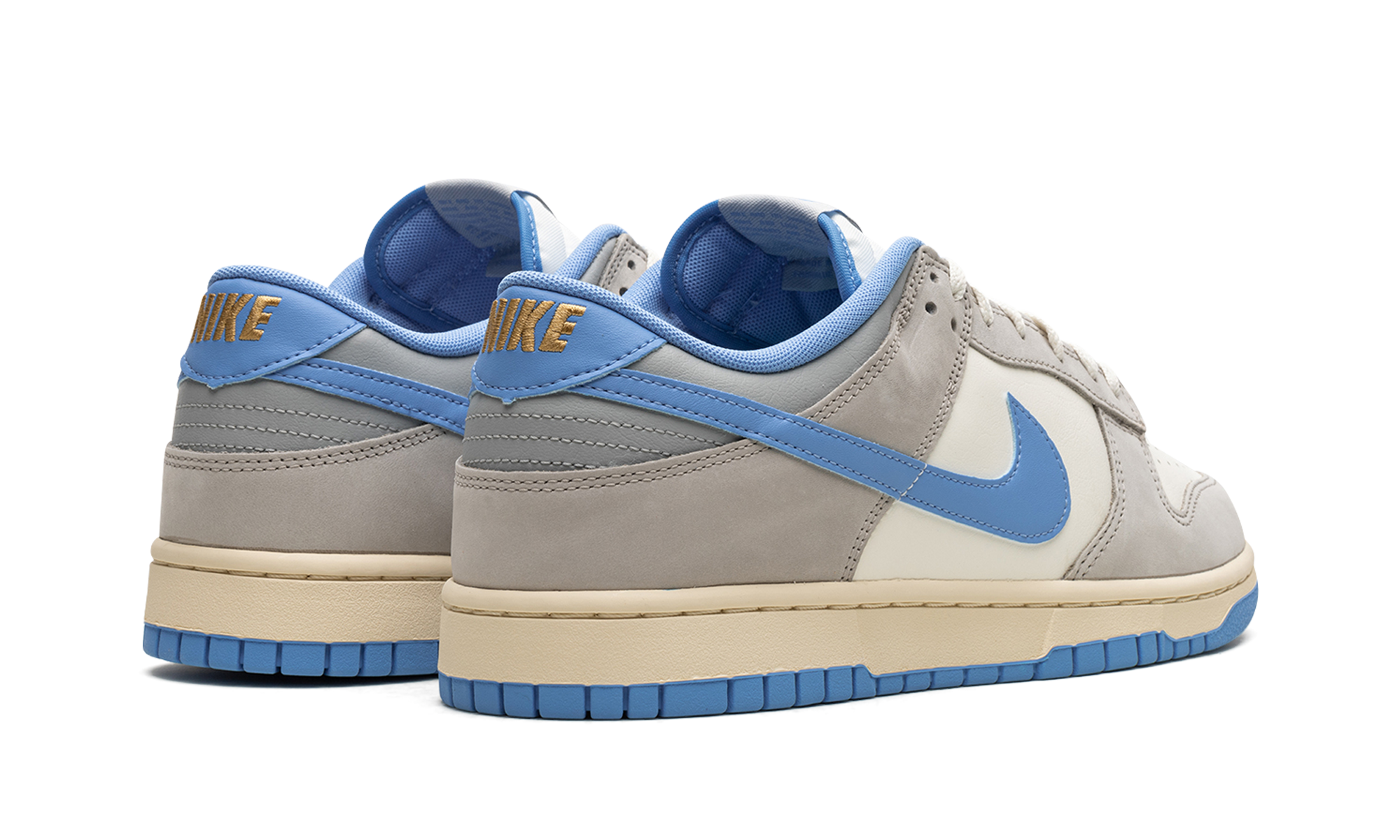 nike dunk low athletic department university blue+FN7488-133+diagnol right behind view