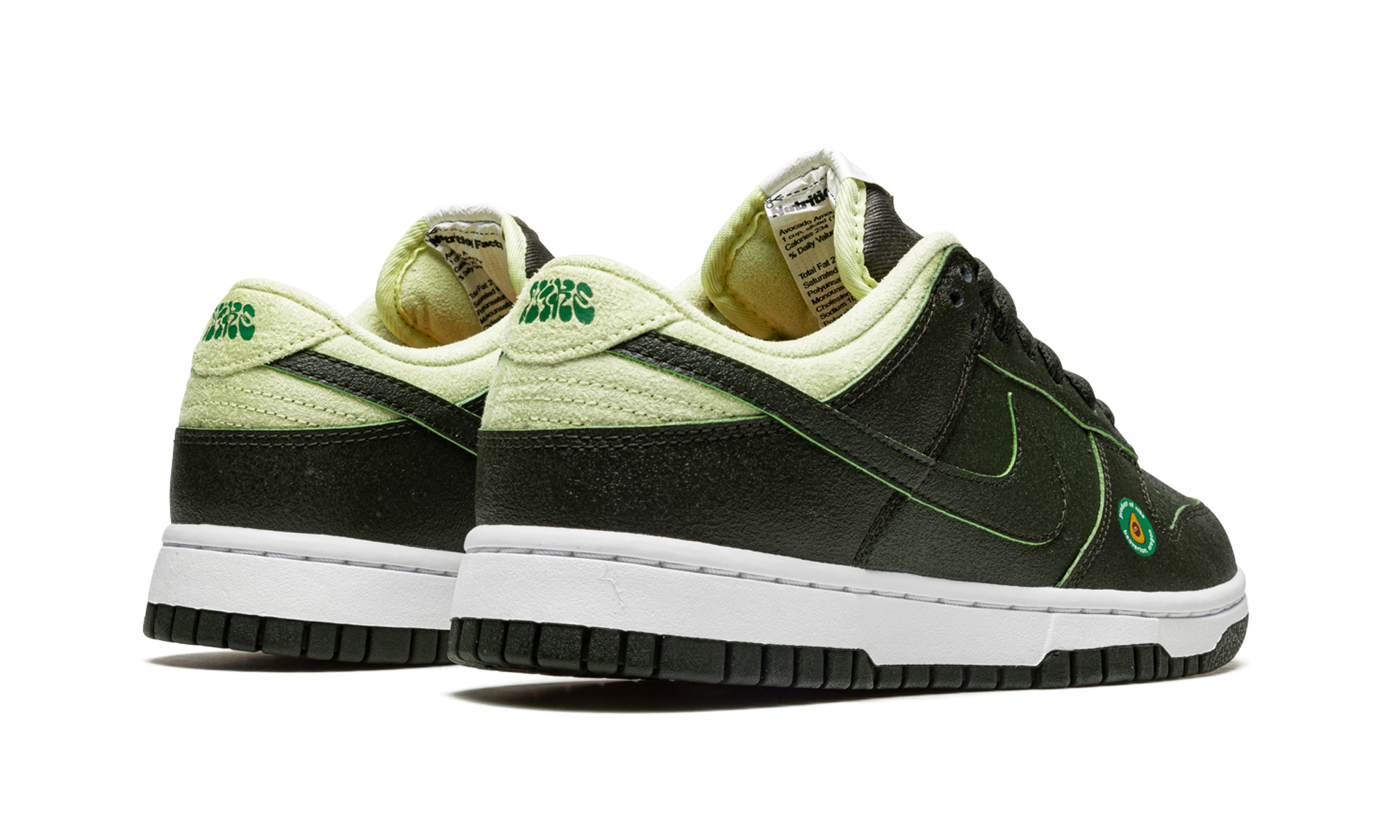 nike dunk low avocado women s+DM7606-300+diagnol right behind view