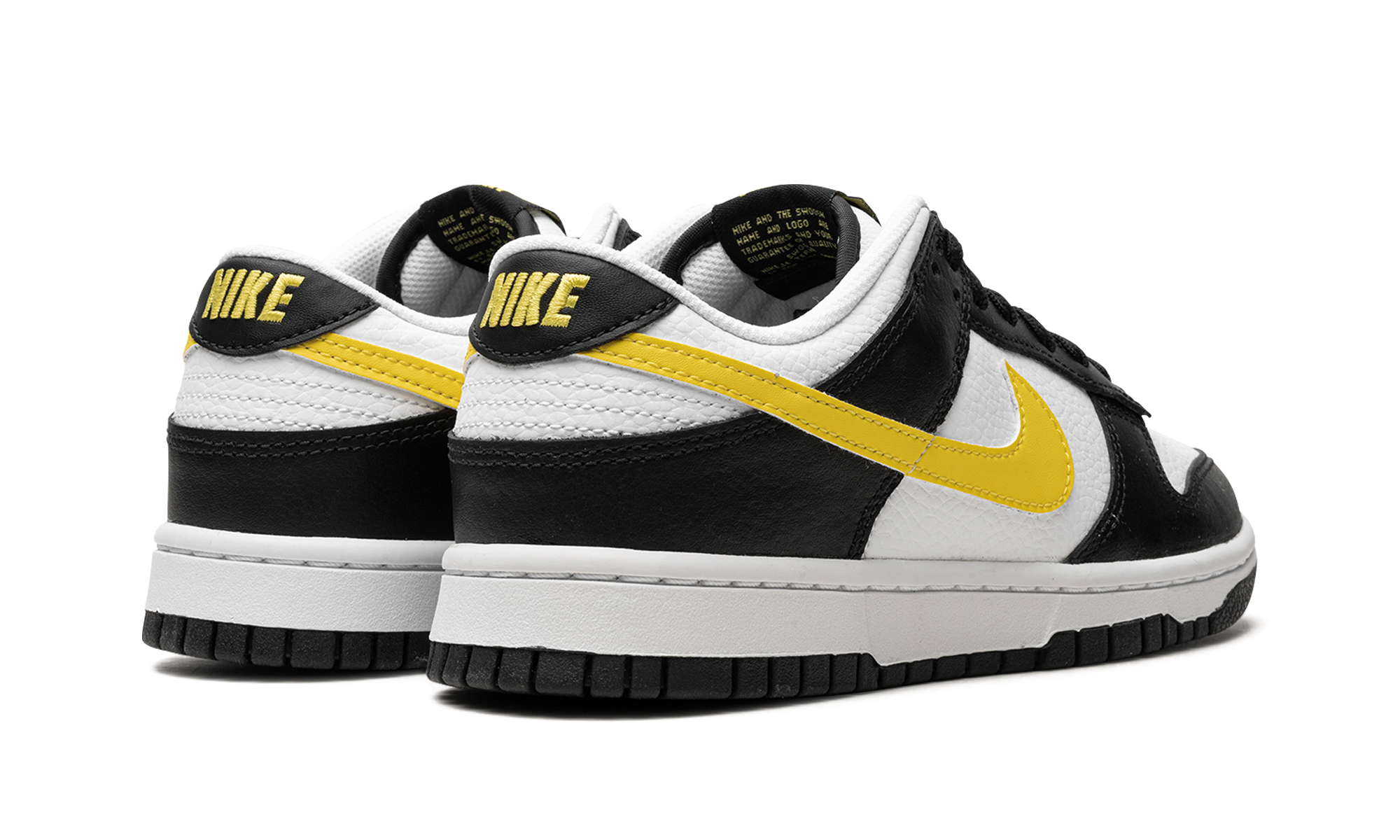 nike dunk low black opti yellow+FQ2431-001+diagnol right behind view