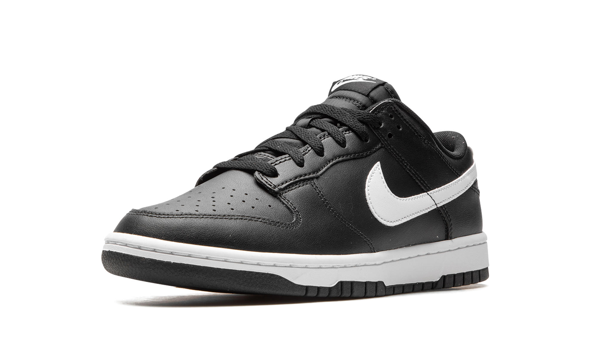 nike dunk low black panda 2 0+DV0831-002+left diagnol single view