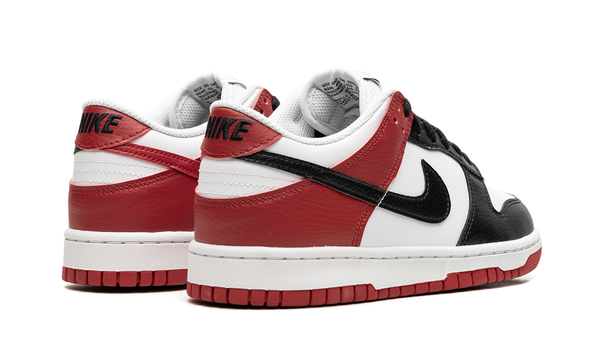 nike dunk low black toe gs+HF9980-600+diagnol right behind view