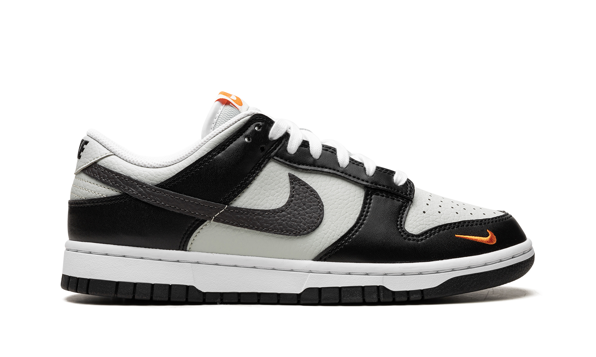 nike dunk low black total orange mini swoosh+FN7808-001+right view