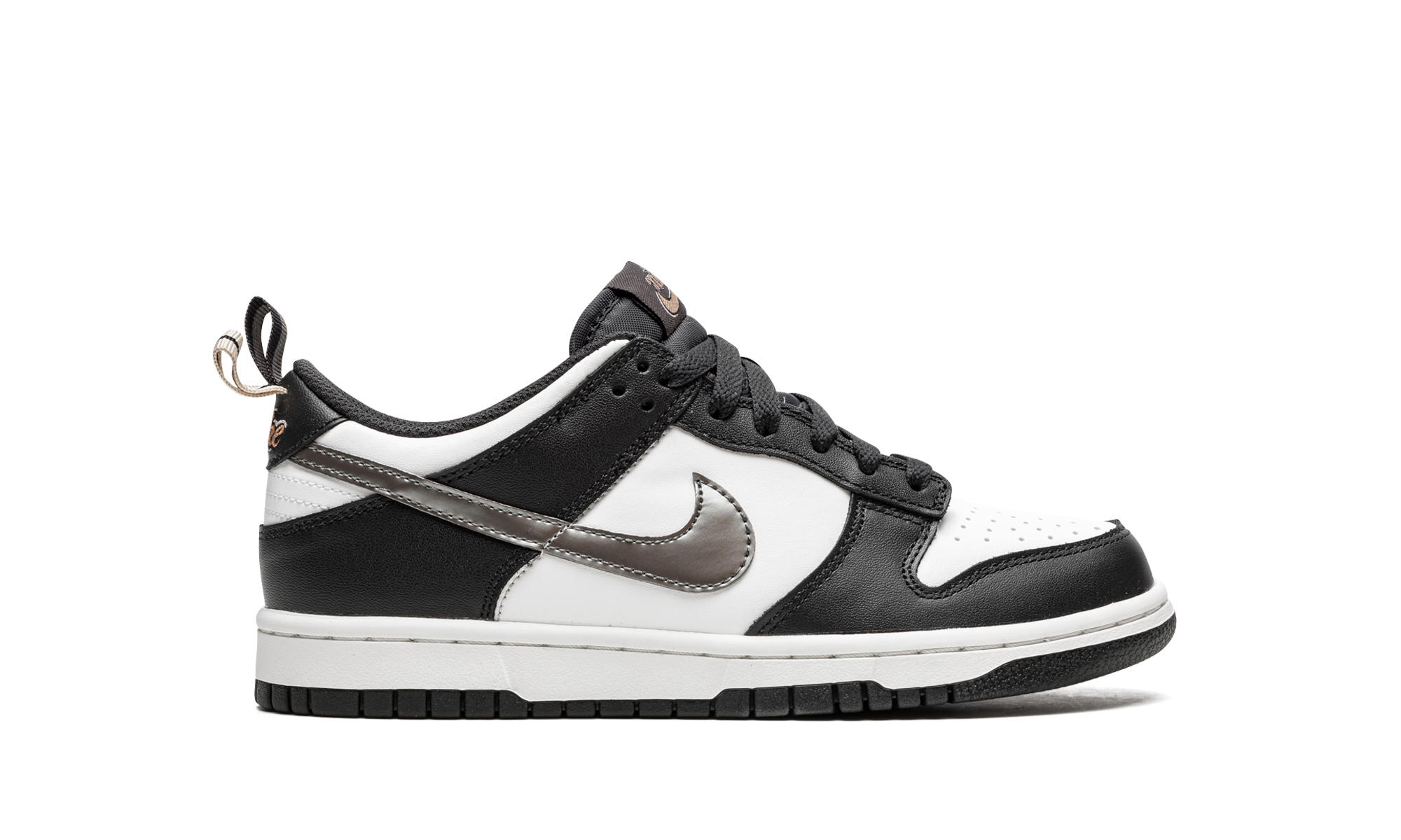nike dunk low black white metallic gs+DH9764-001+right view