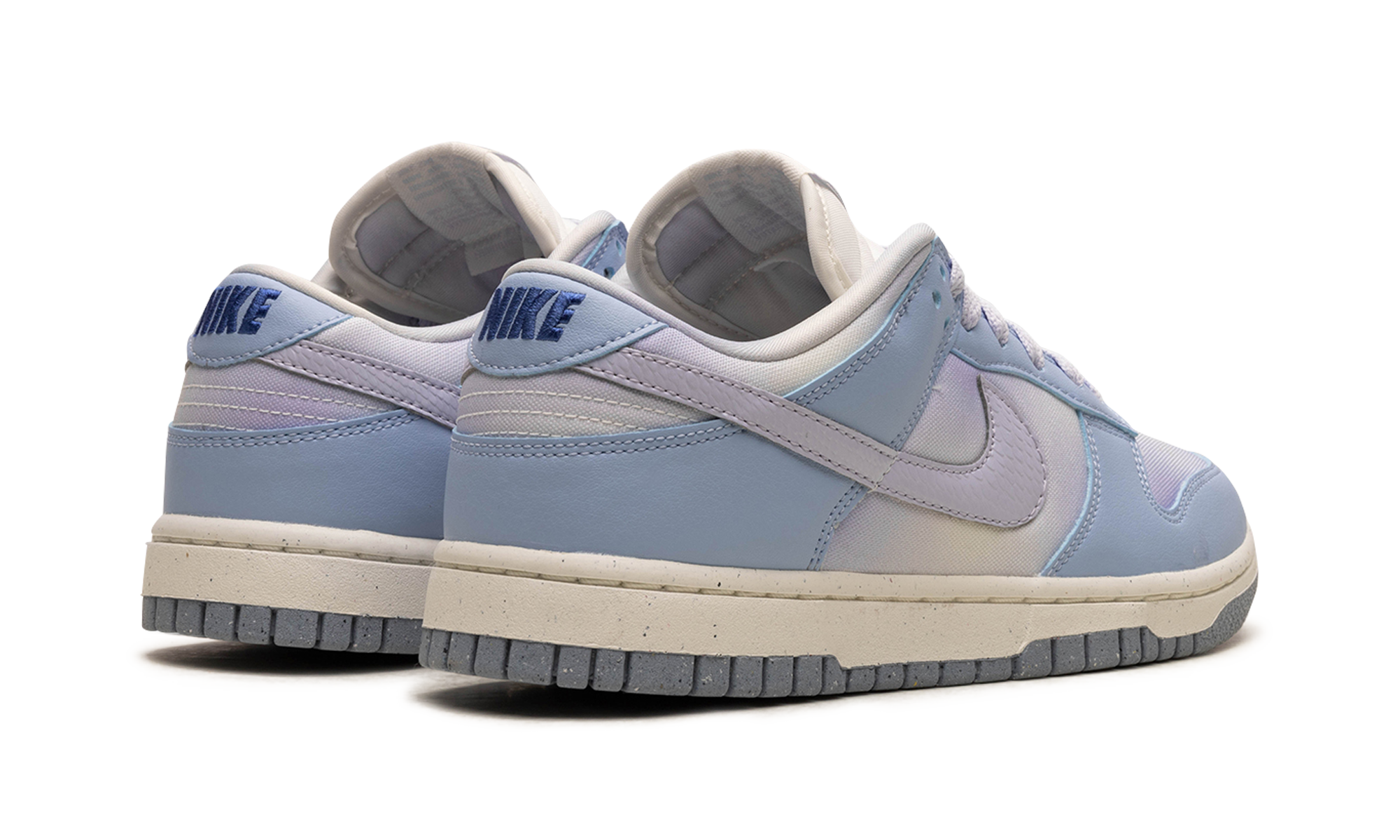 nike dunk low blue airbrush canvas women s+FN0323-400+diagnol right behind view